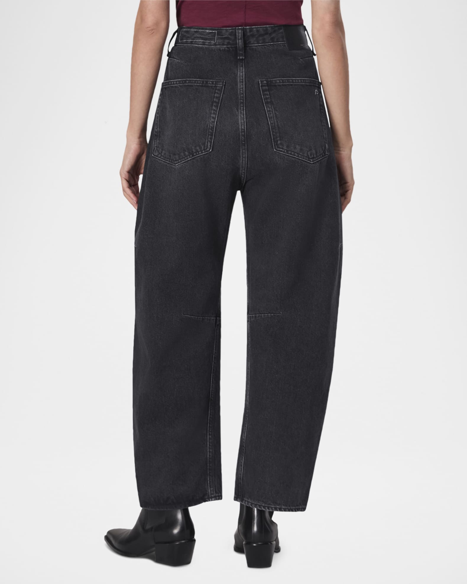 【BADBLOOD】Charlie Barrel Jeans - Black rag & bone Charlie High-Rise Wide-Leg Barrel Jeans | Saks