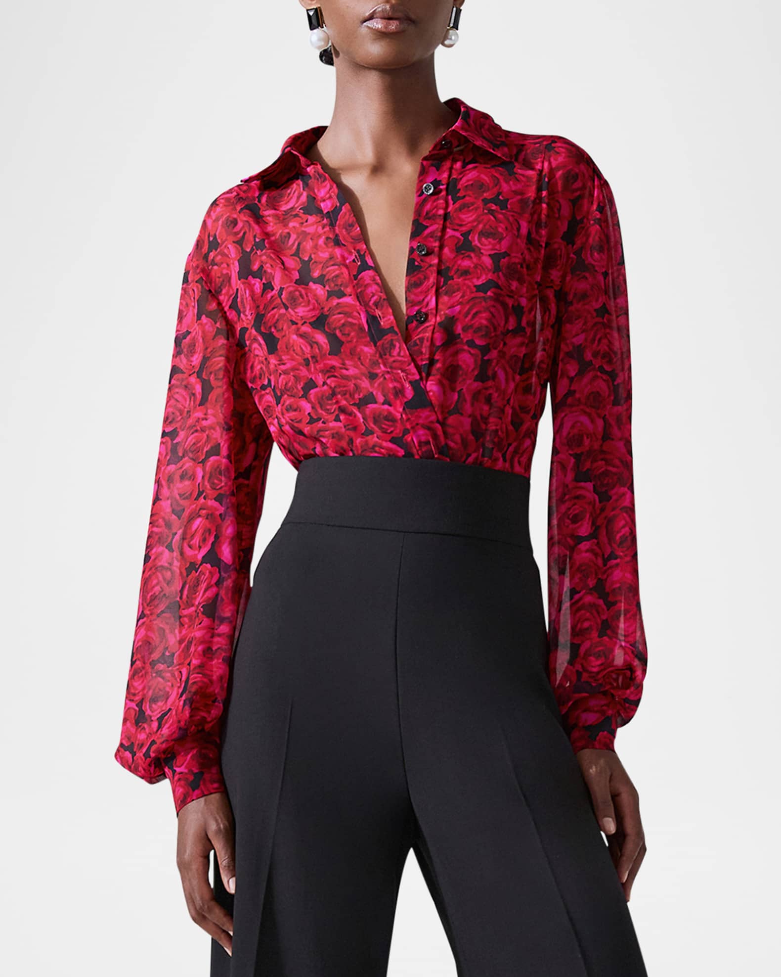 Rosa Clothing Print Button Down Blouse