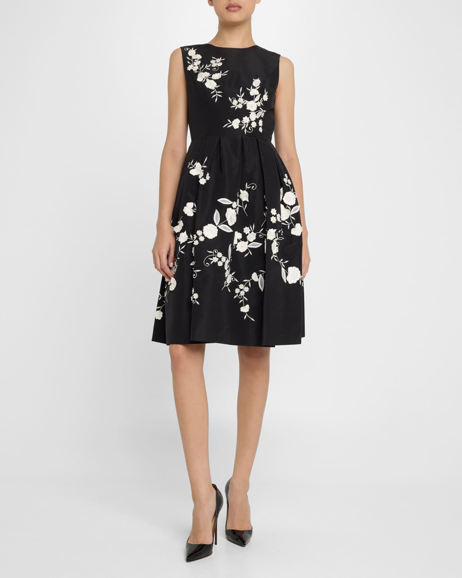 Floral Embroidered Sleeveless Fit-&-Flare Dress 1