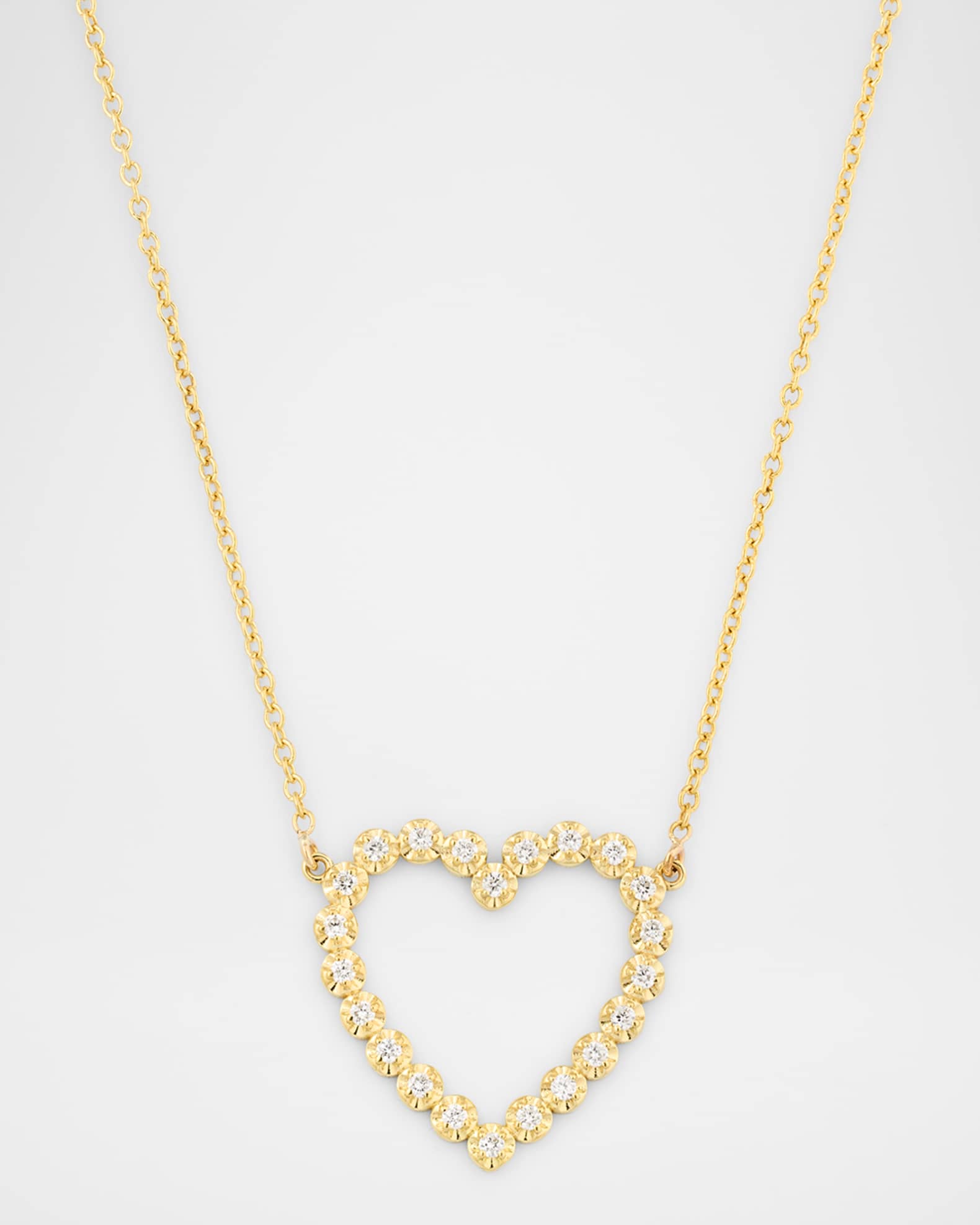 Illusion-Set Diamond Open Heart Pendant Necklace 0