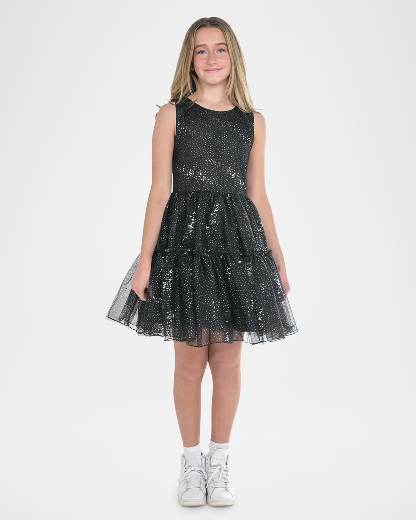 Girl's Gabriella Sequin Tiered Dress, Size 7-16 0