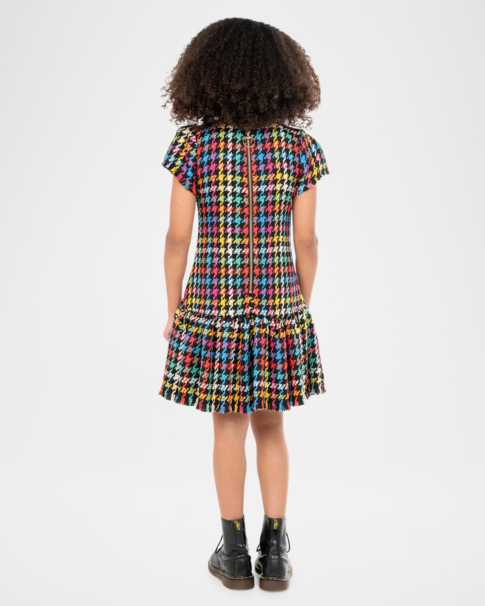 Girl's Charlie Tweed Multicolor Houndstooth Dress, Size 7-16 1