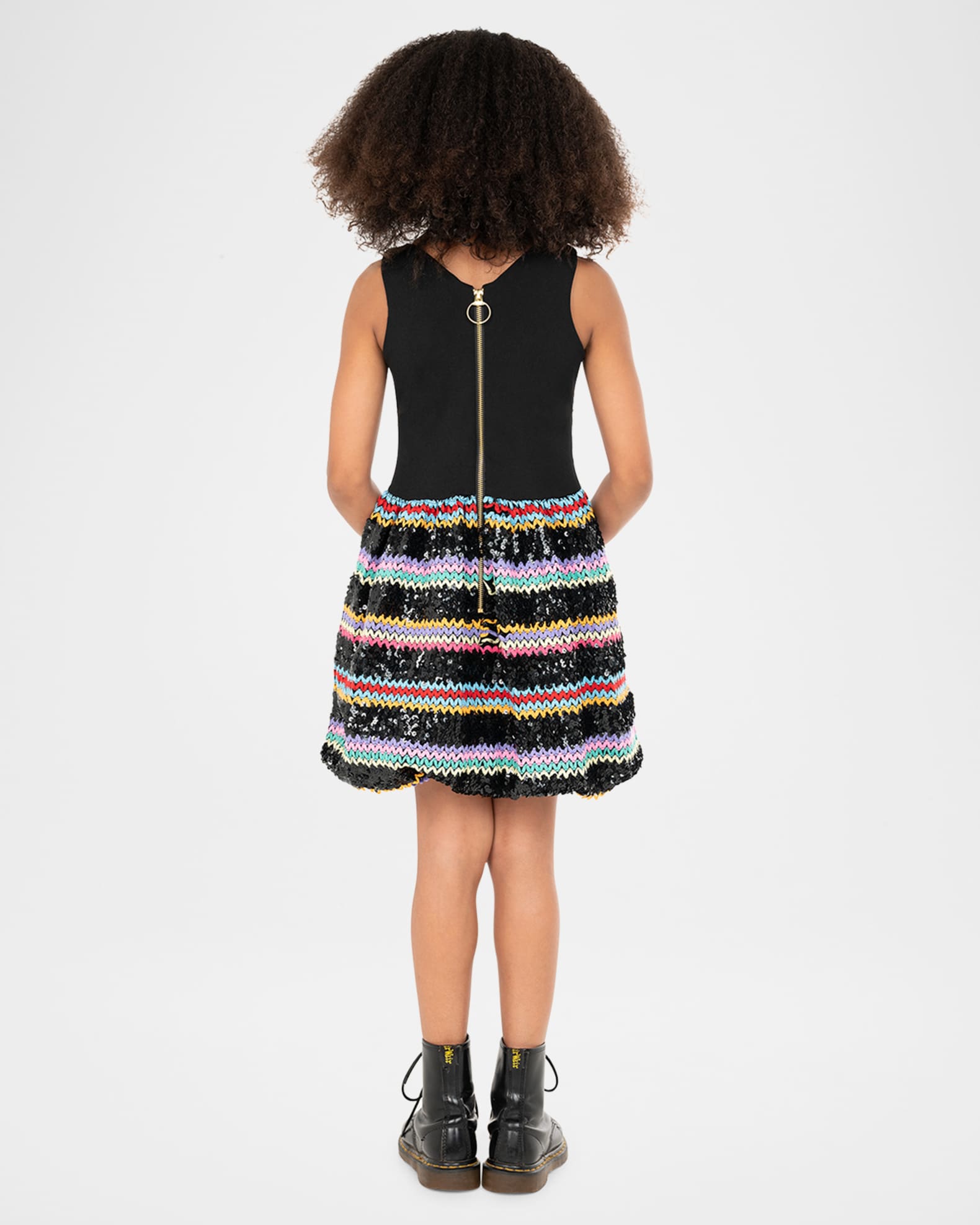 Girl's Blair Sequin Dress W/ Multicolor Zig Zag Skirt, Size 7-16 1