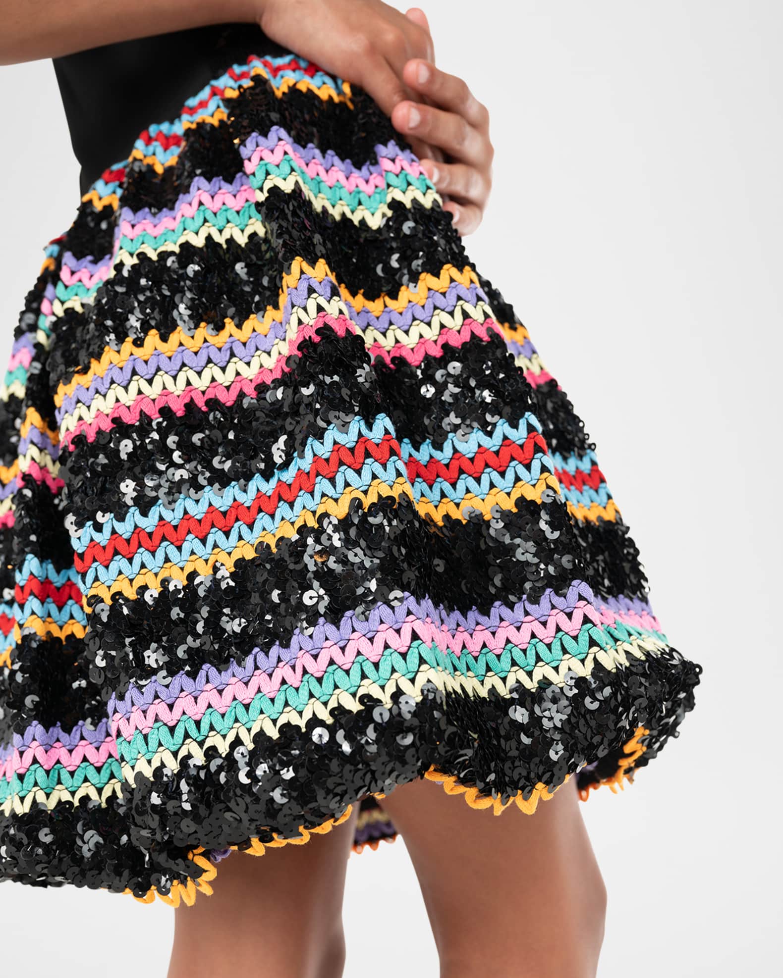 Zoe Girl's Blair Sequin Dress W/ Multicolor Zig Zag Skirt, Size 7-16 ...