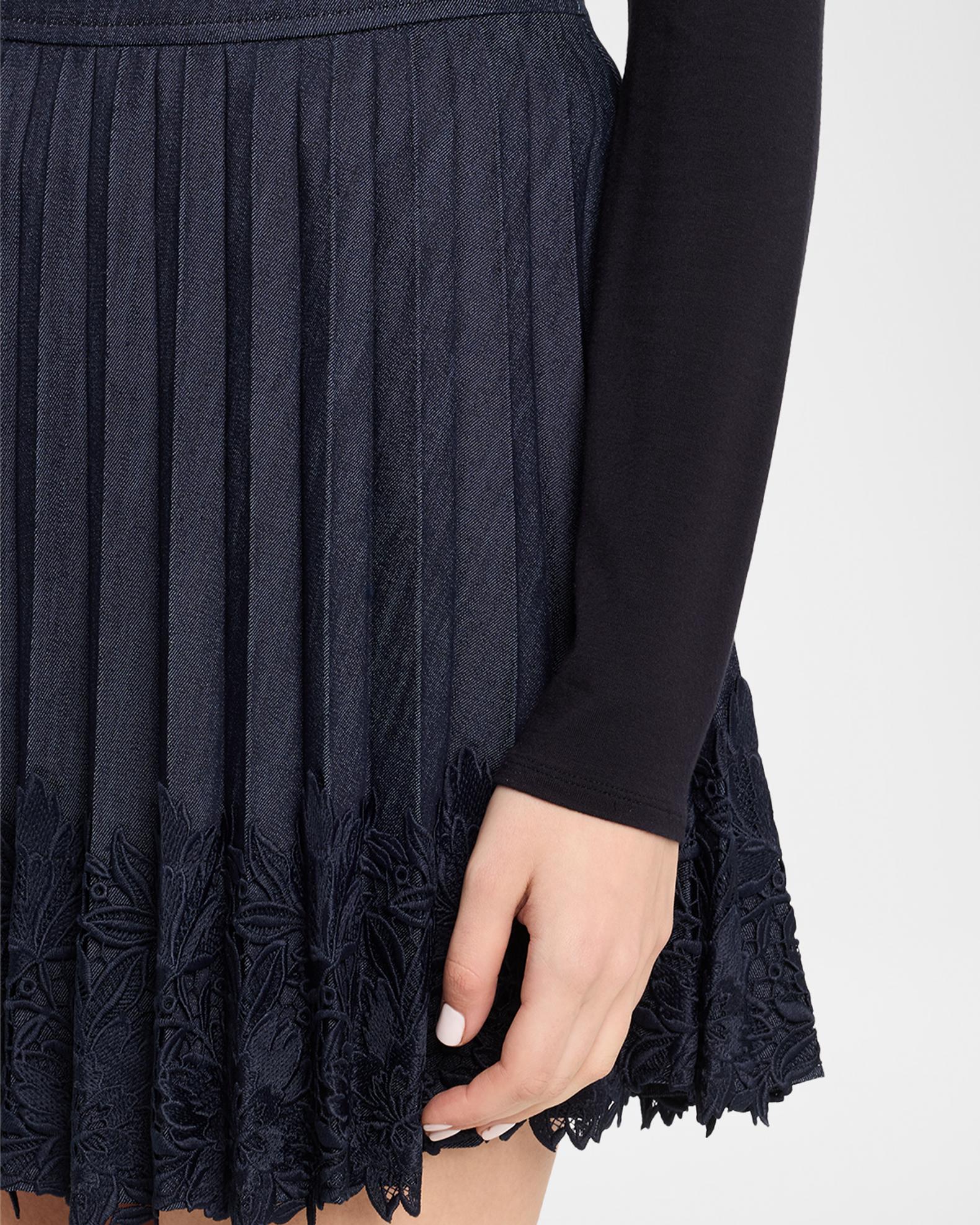 Cinq a Sept Laney Pleated Denim Lace Mini Skirt | Neiman Marcus