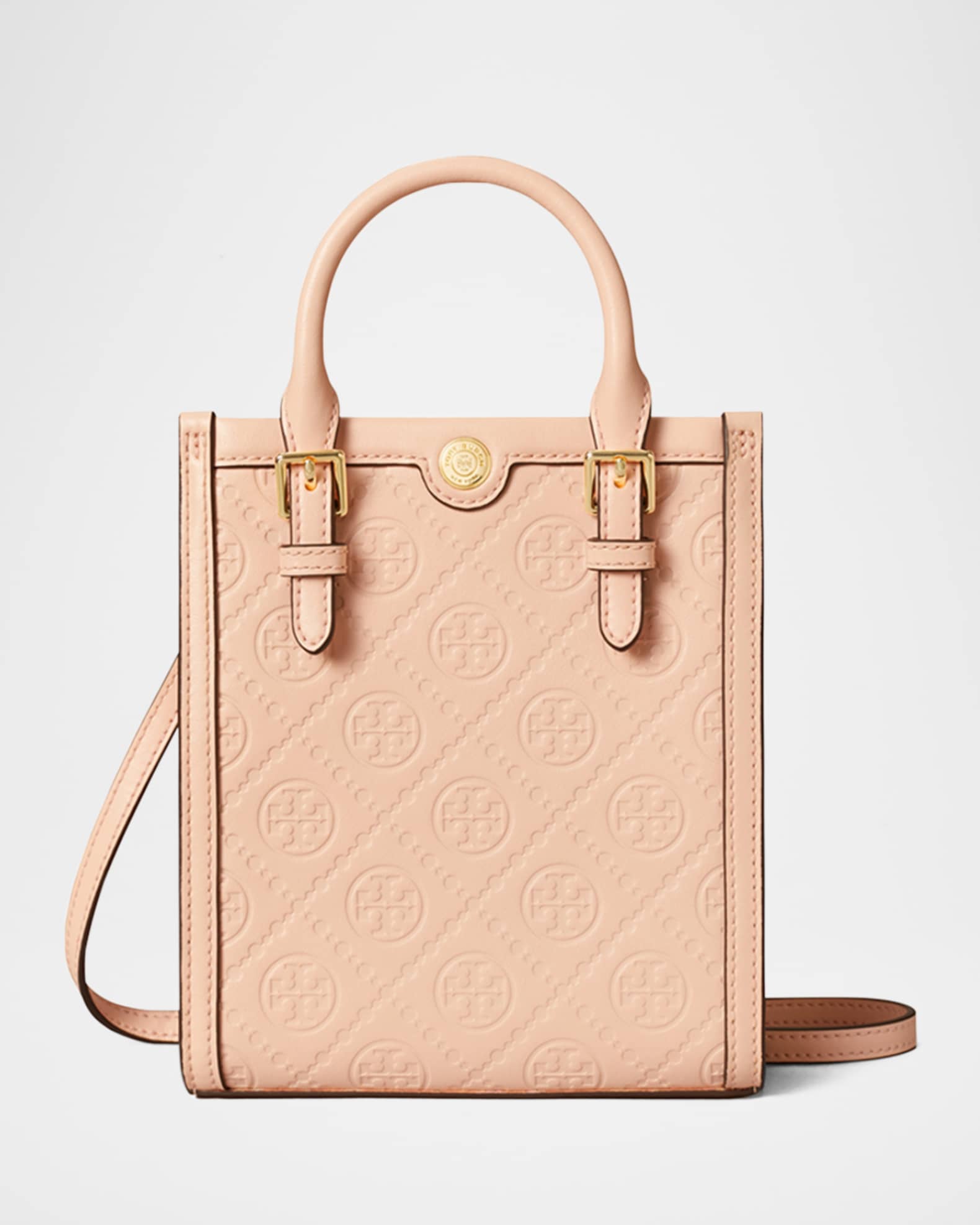 Tory Burch T Monogram Leather Mini N S Tote Blush