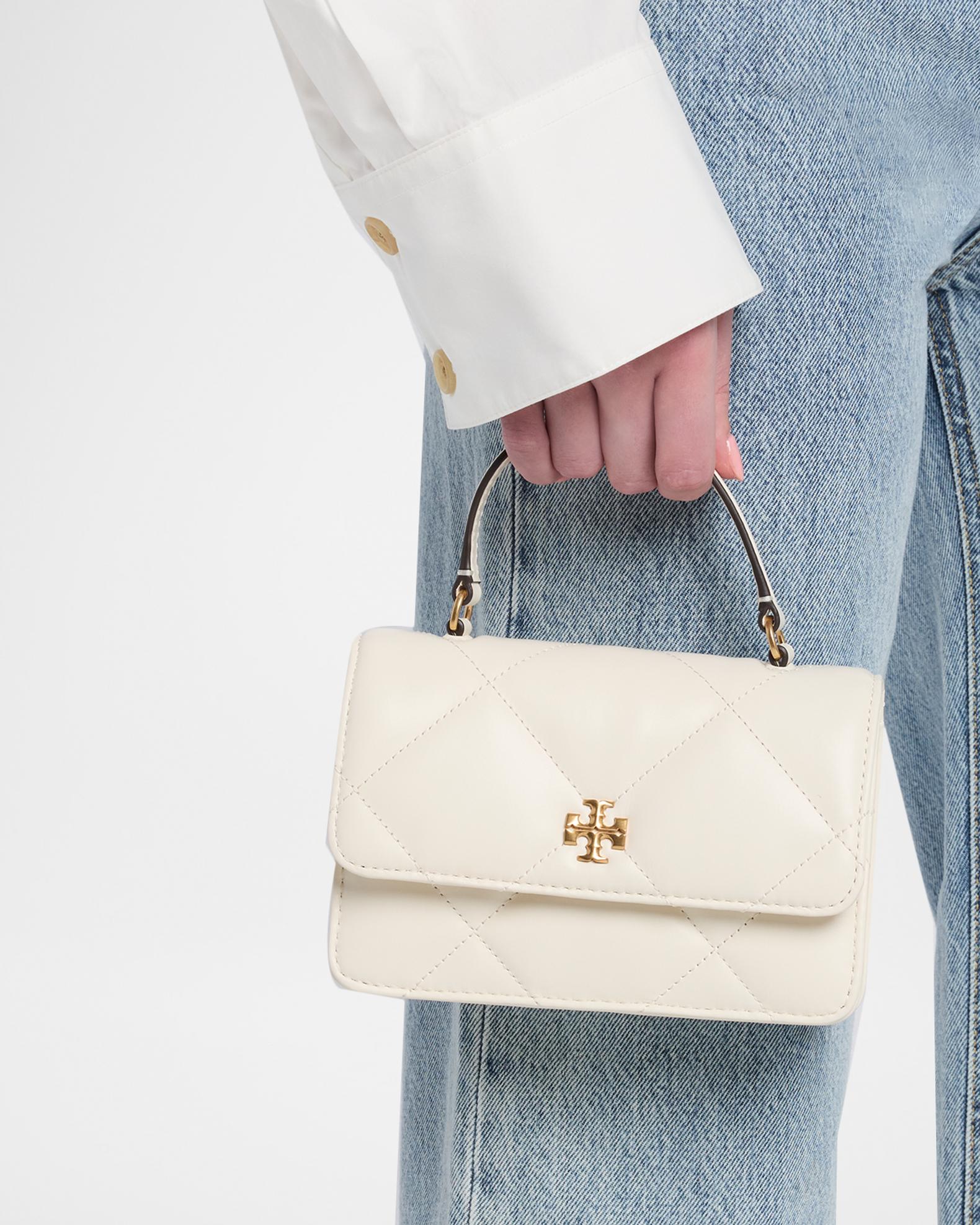 Tory Burch Kira Mini Quilted Leather Top-Handle Bag with Chain