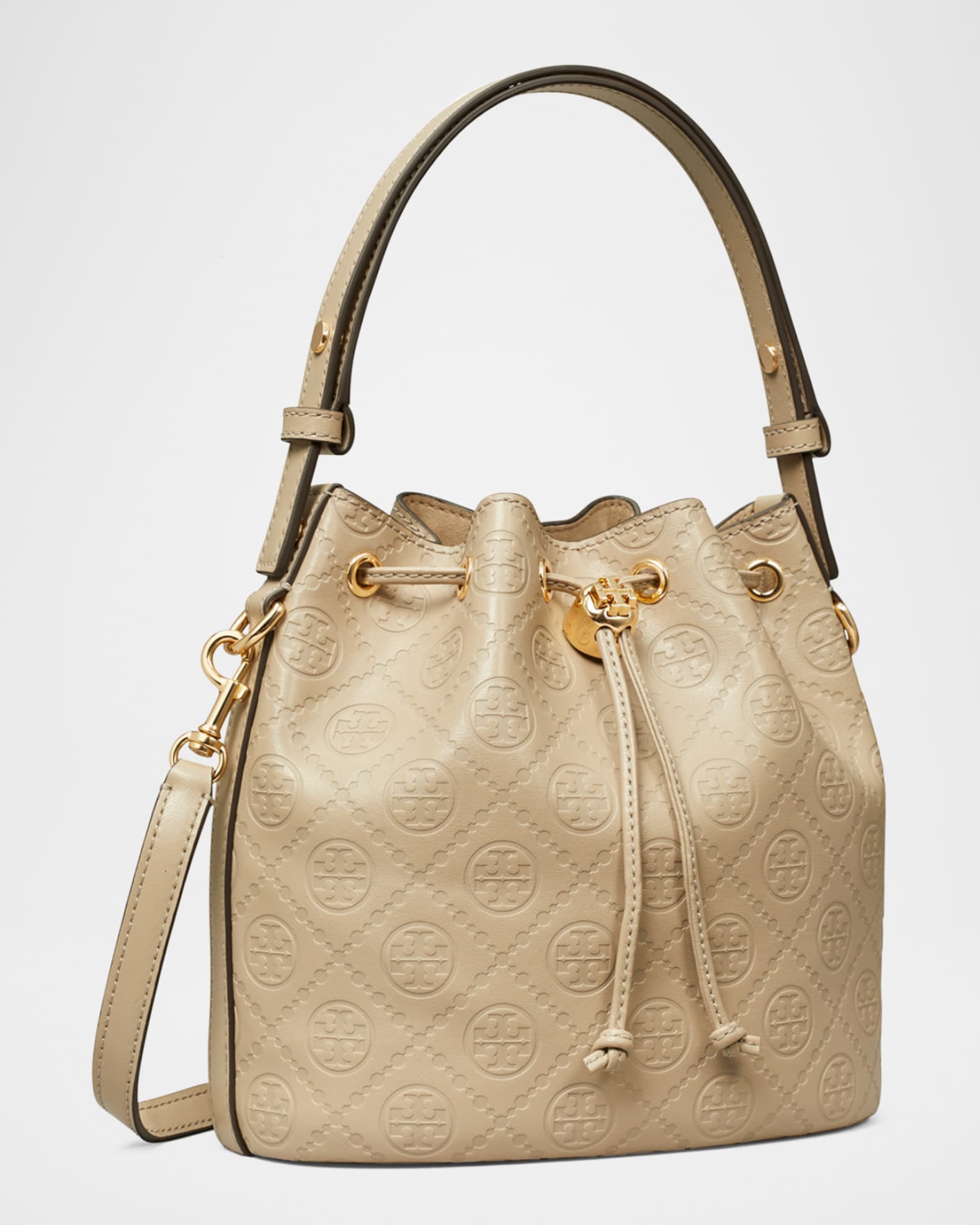 T Monogram Leather Bucket Bag 1