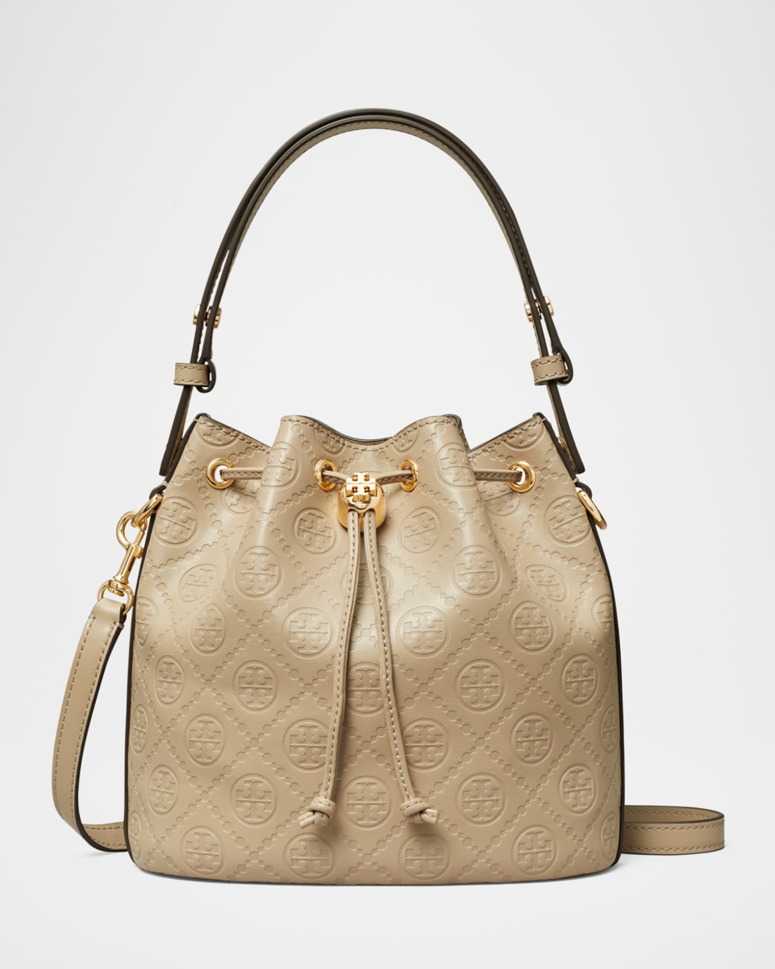 T Monogram Leather Bucket Bag 0