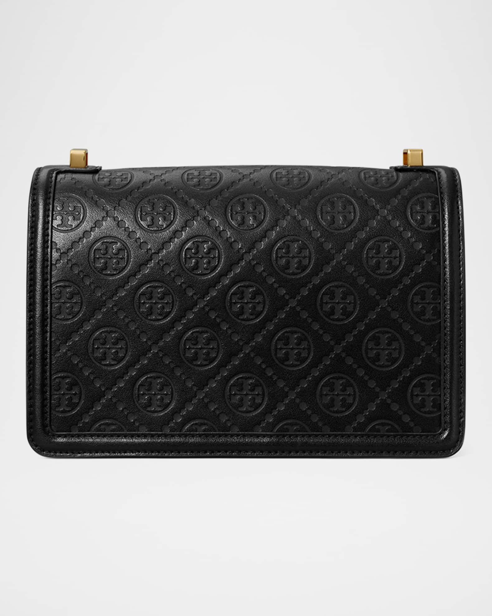 Tory Burch T Monogram Leather Shoulder Bag Black