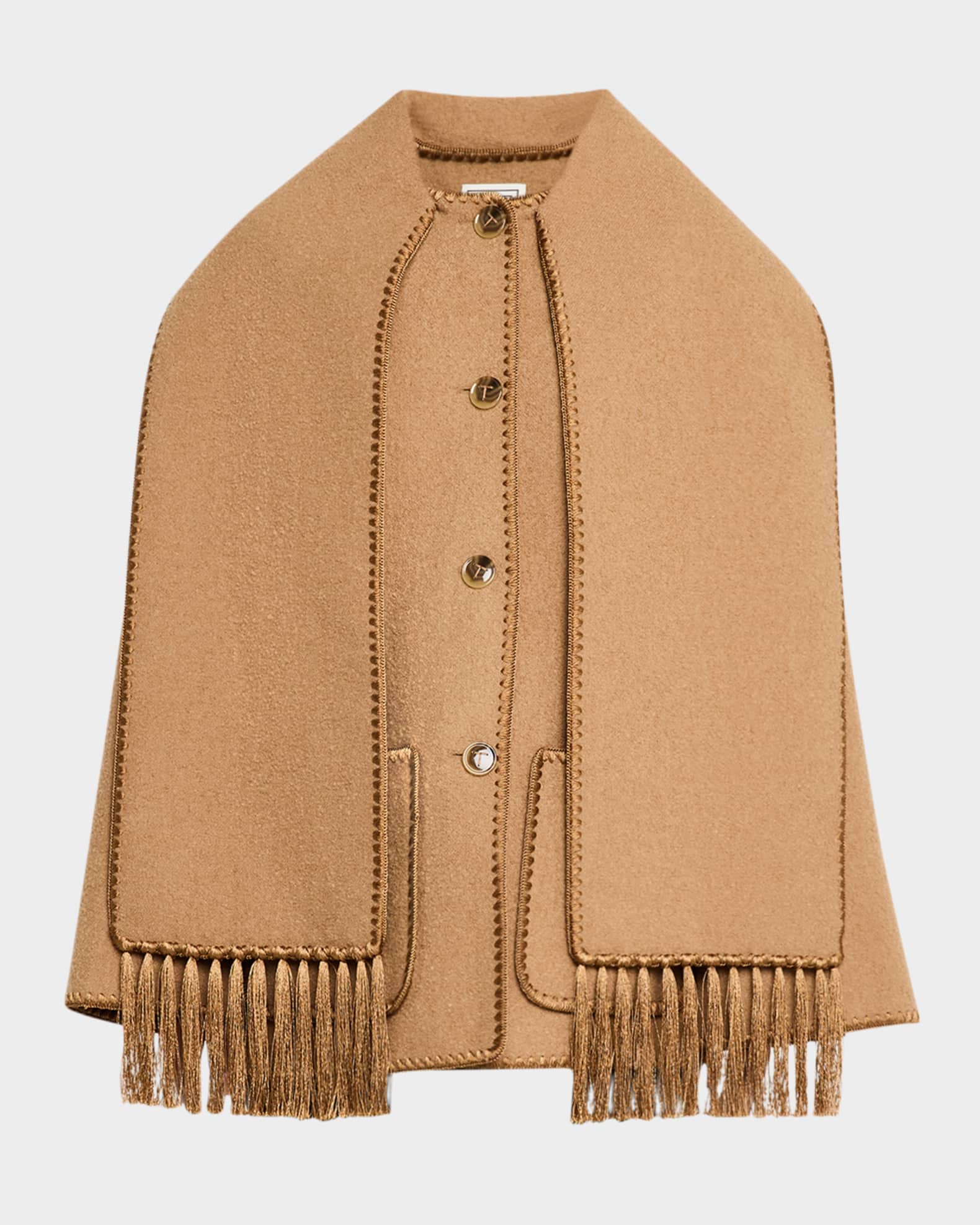 Fringe Embroidered Scarf Wool Jacket 0