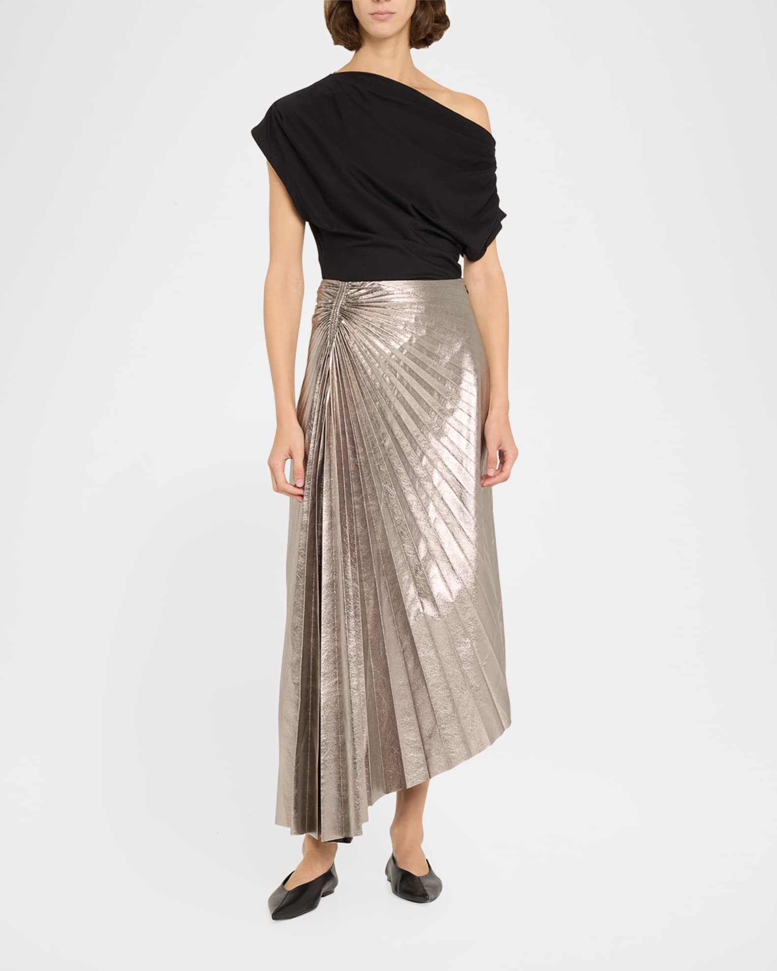 Tracy Metallic Vegan Leather Skirt 1