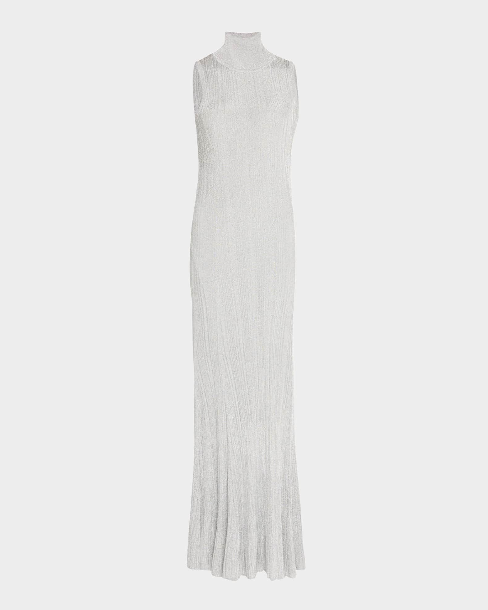 Arden Metallic Knit Turtleneck Maxi Dress 0