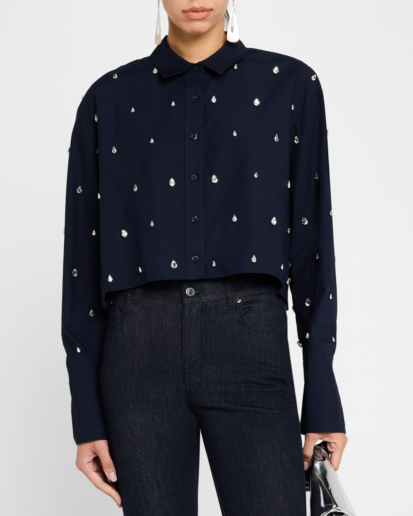 A.L.C. Mackie Boxy Rhinestone Cotton Top | Neiman Marcus