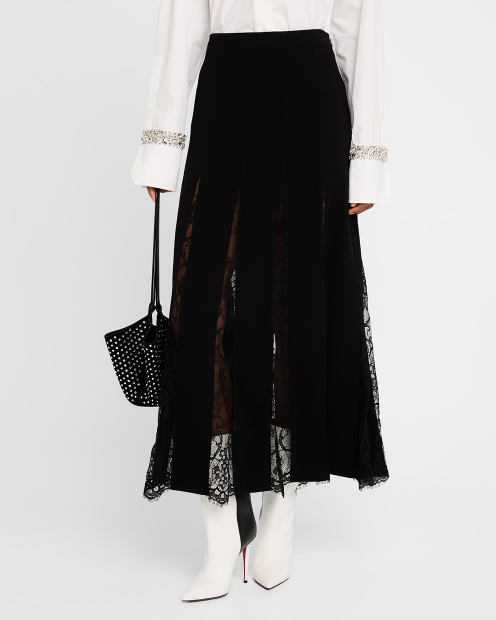 Mira Pleated Lace Maxi Skirt 1