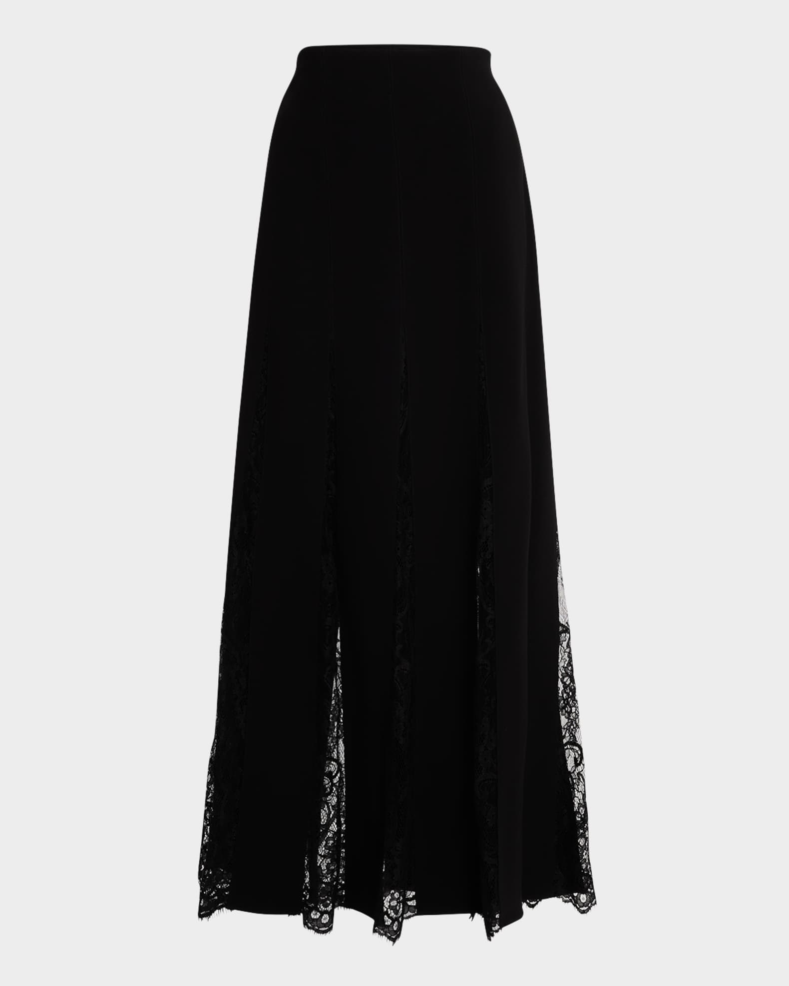 Mira Pleated Lace Maxi Skirt 0