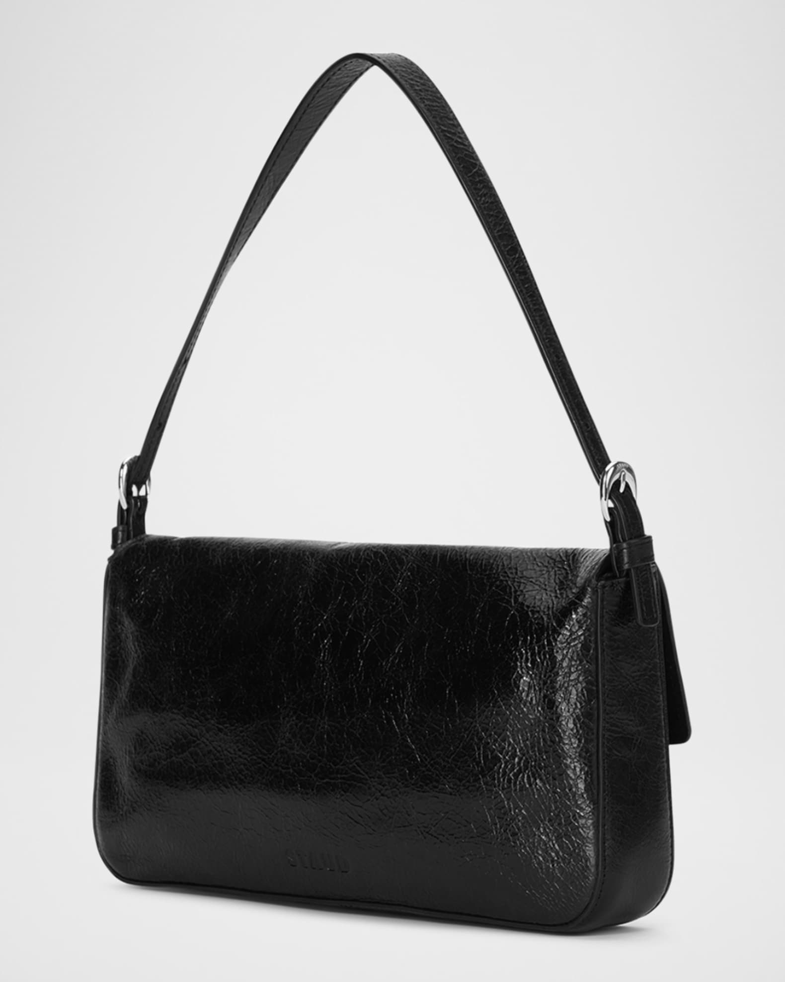 STAUD Harlow Crinkled Leather Shoulder Bag Neiman Marcus