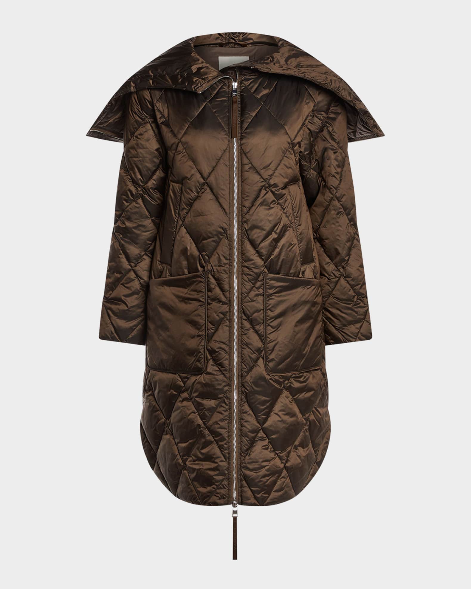 Varley Frisco Long Quilted Jacket Coffee Quartz Metallic