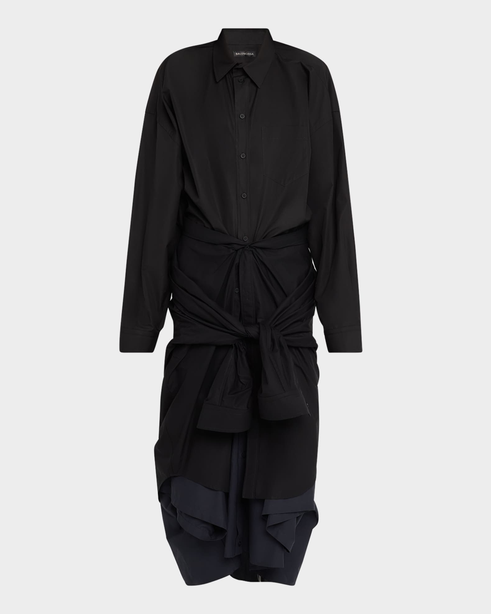 Balenciaga Maxi Patched Shirt Dress | Neiman Marcus