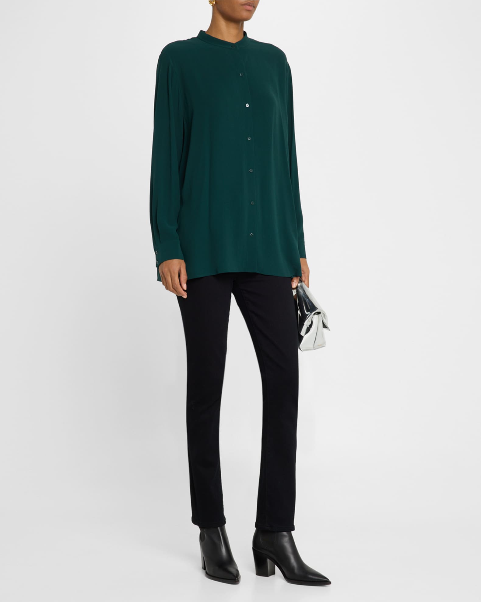 Button-Down Georgette Crepe Shirt 1