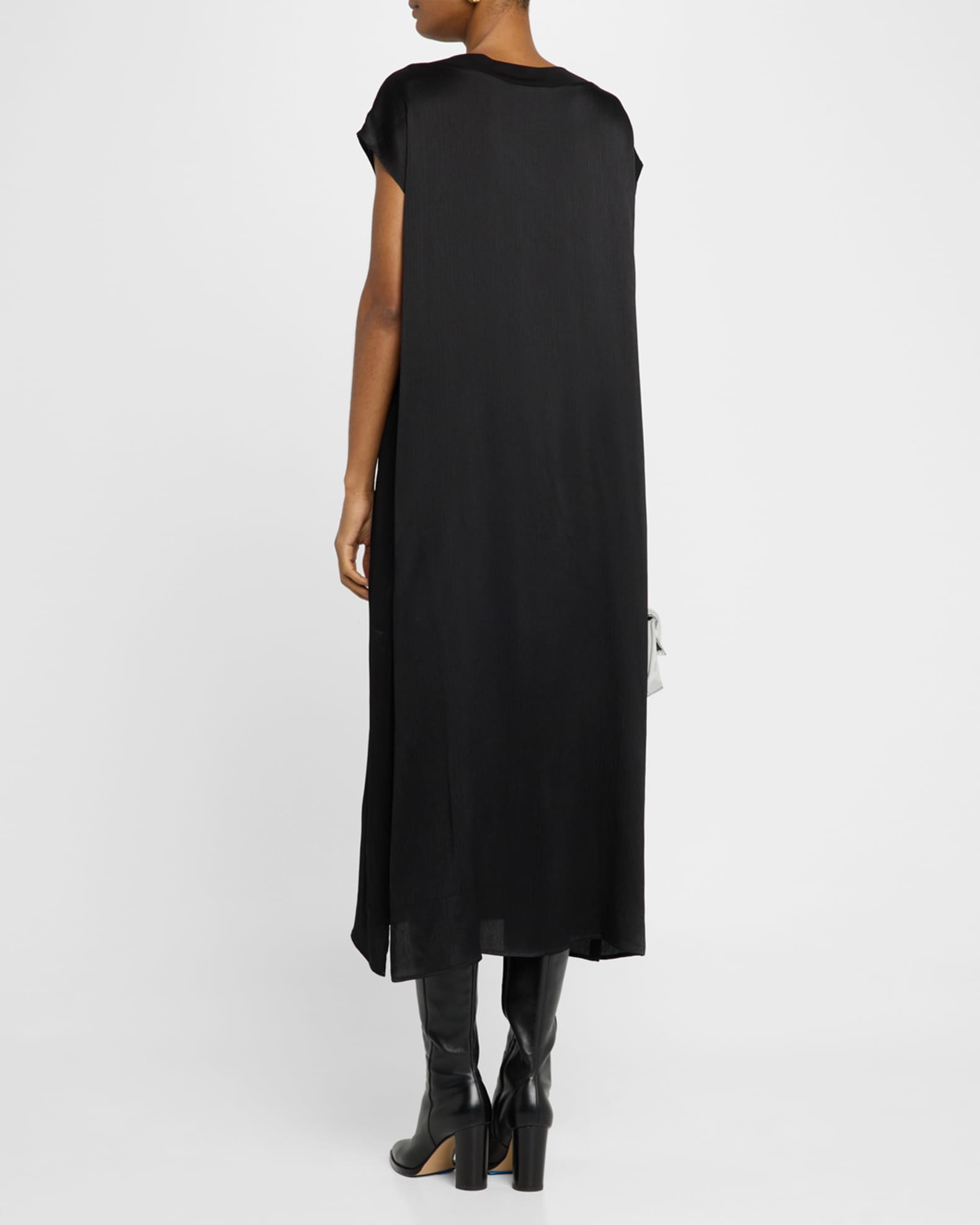 Eileen Fisher Cap Sleeve Silk Midi Shift Dress Neiman Marcus
