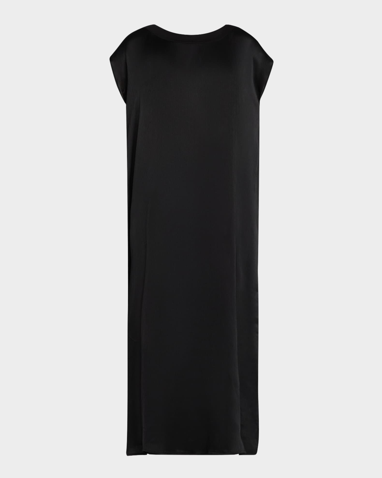 Cap Sleeve Silk Midi Shift Dress