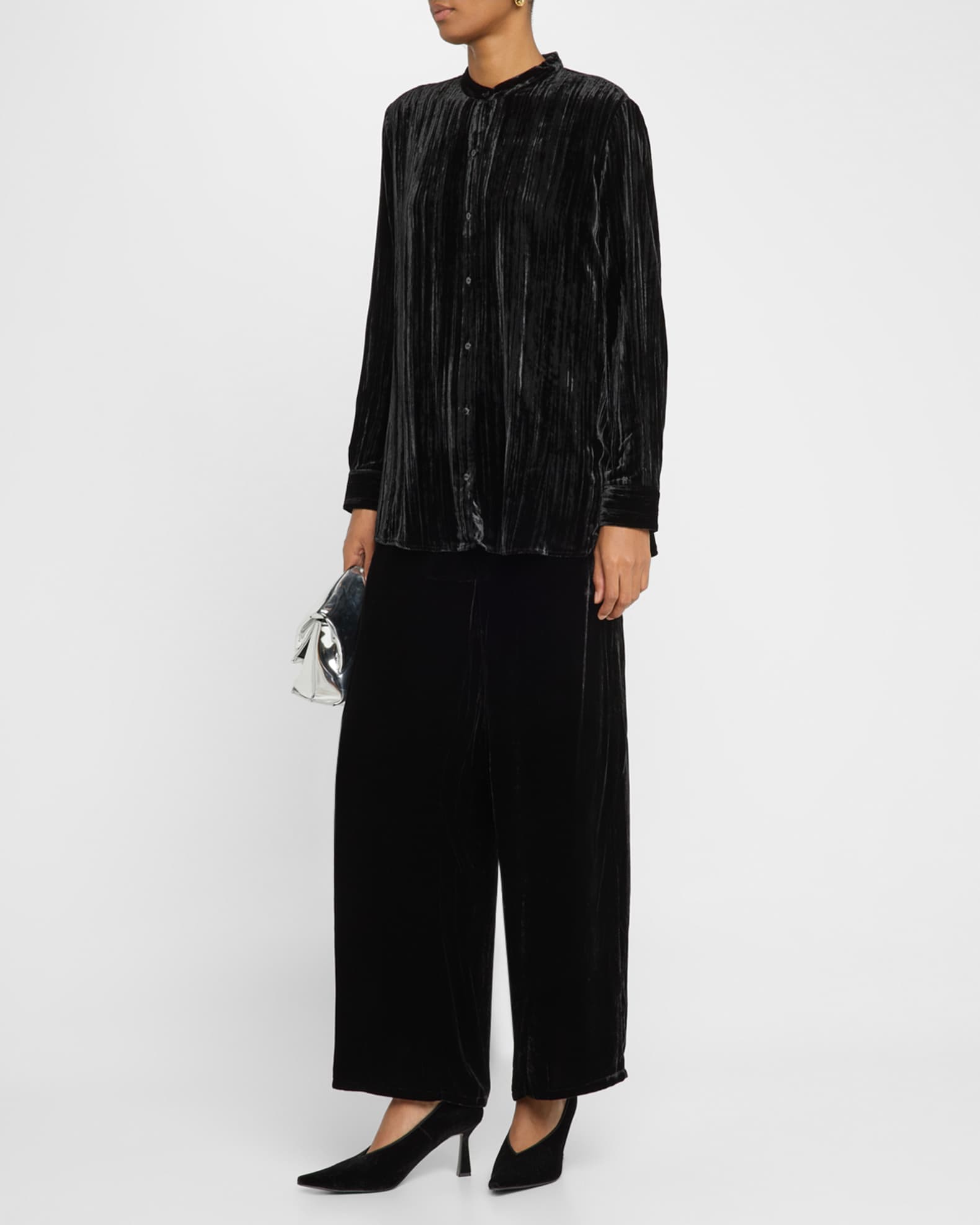 Button-Down Crushed Velvet Shirt 1