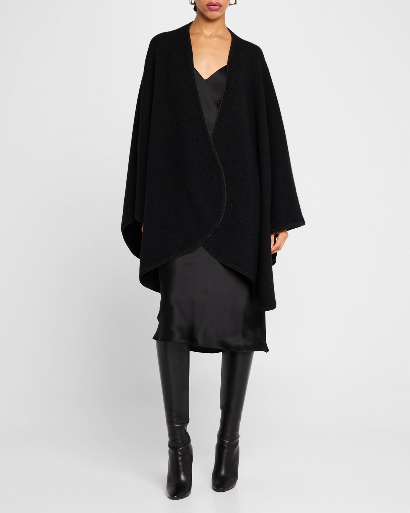 Cashmere Shimmer Double-Knit Cape 1