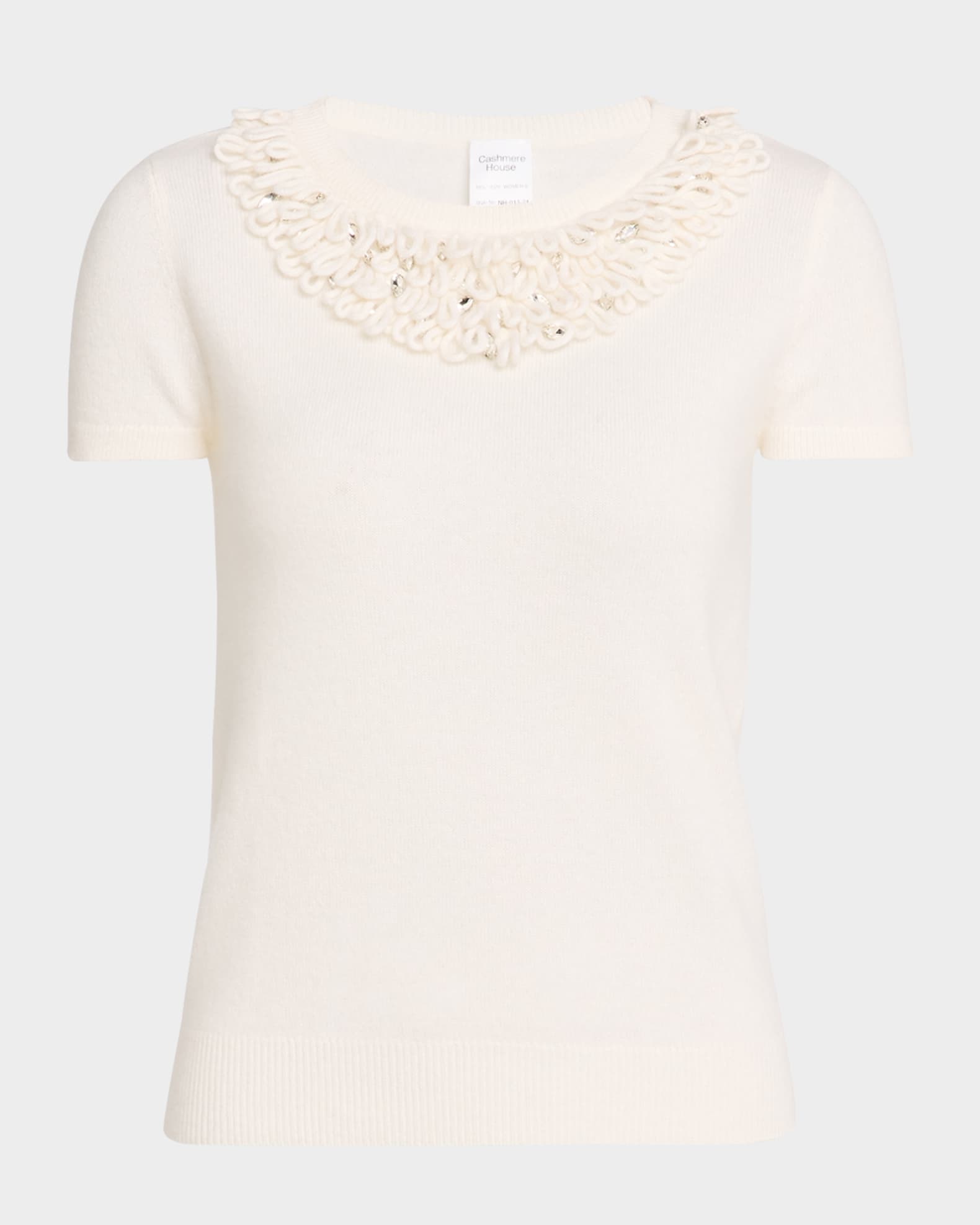 Cashmere Loop & Rhinestone Crewneck 0