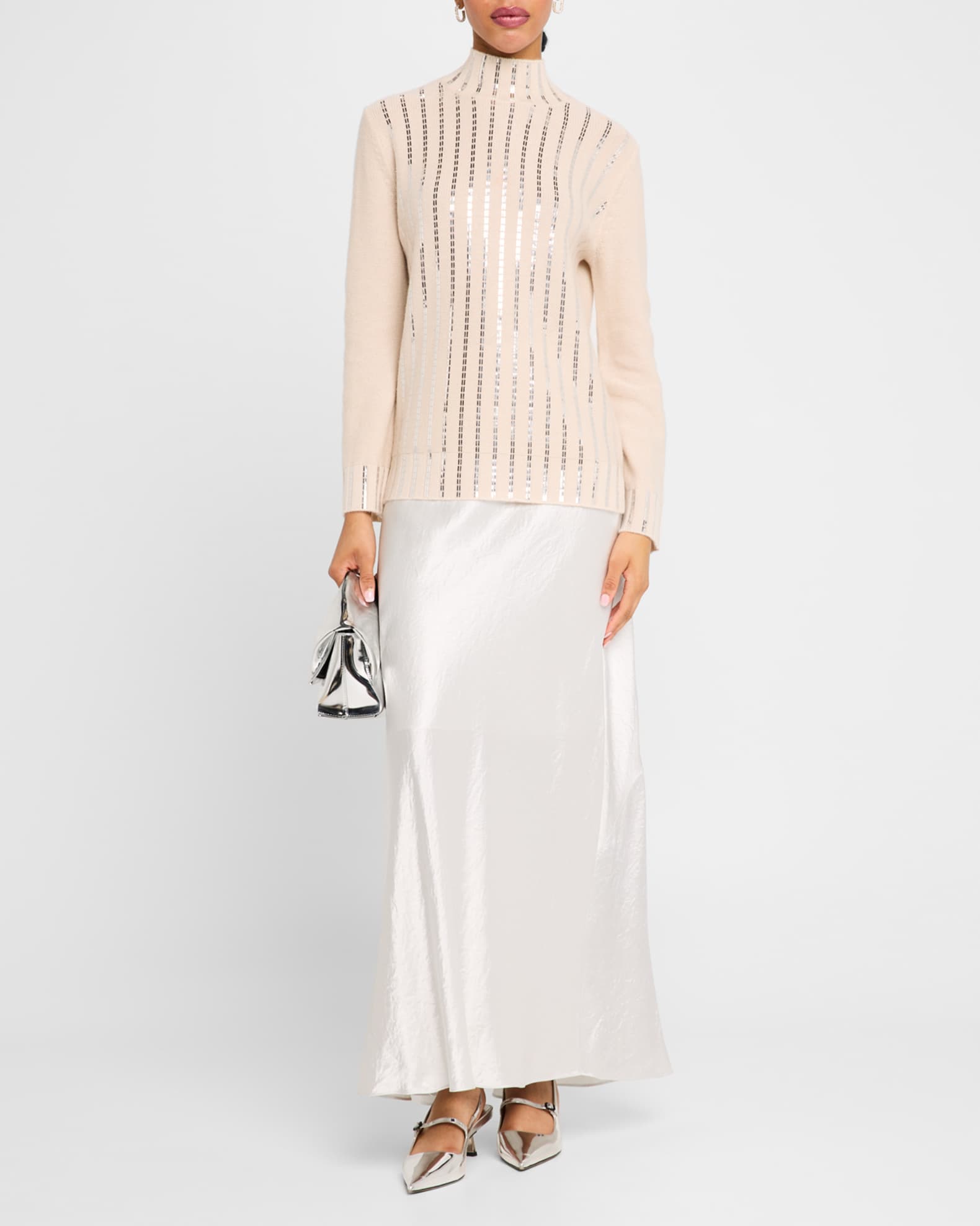Cashmere Embellished Mock-Neck Sweater 1