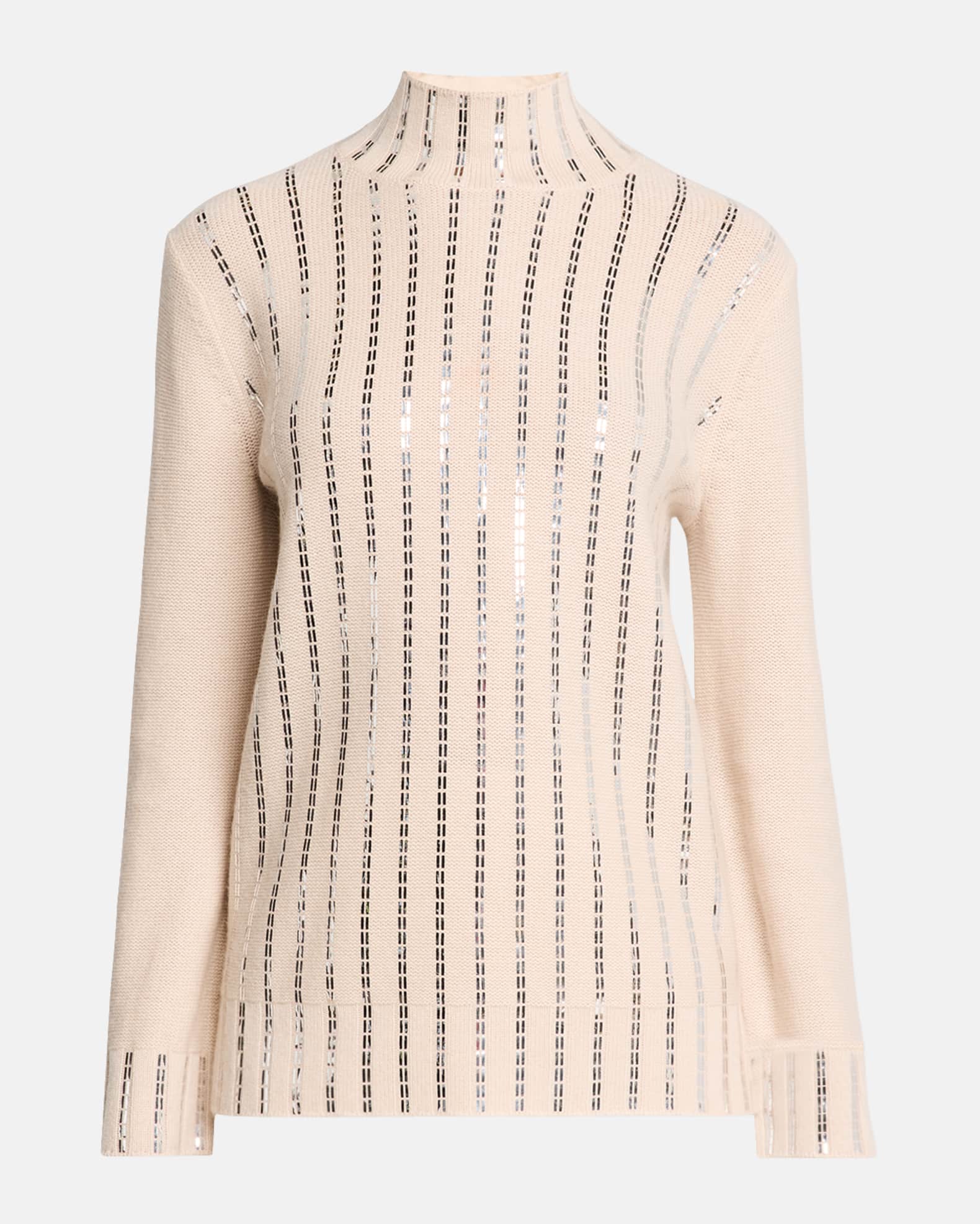 Cashmere Embellished Mock-Neck Sweater 0