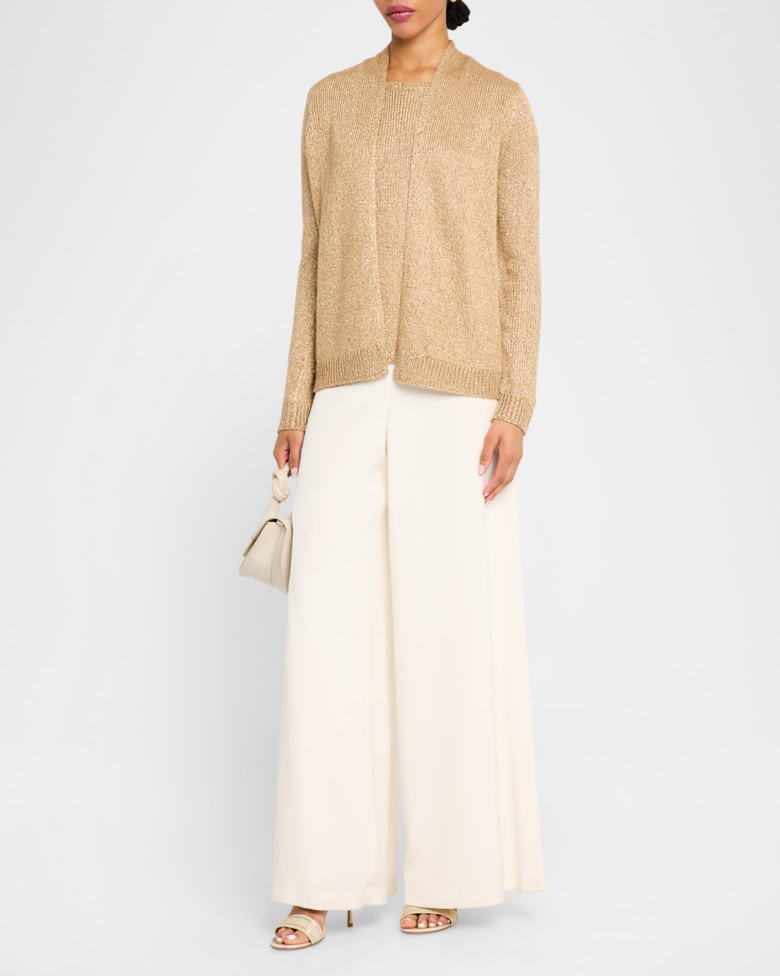 Cashmere Open-Front Sequin Cardigan 1