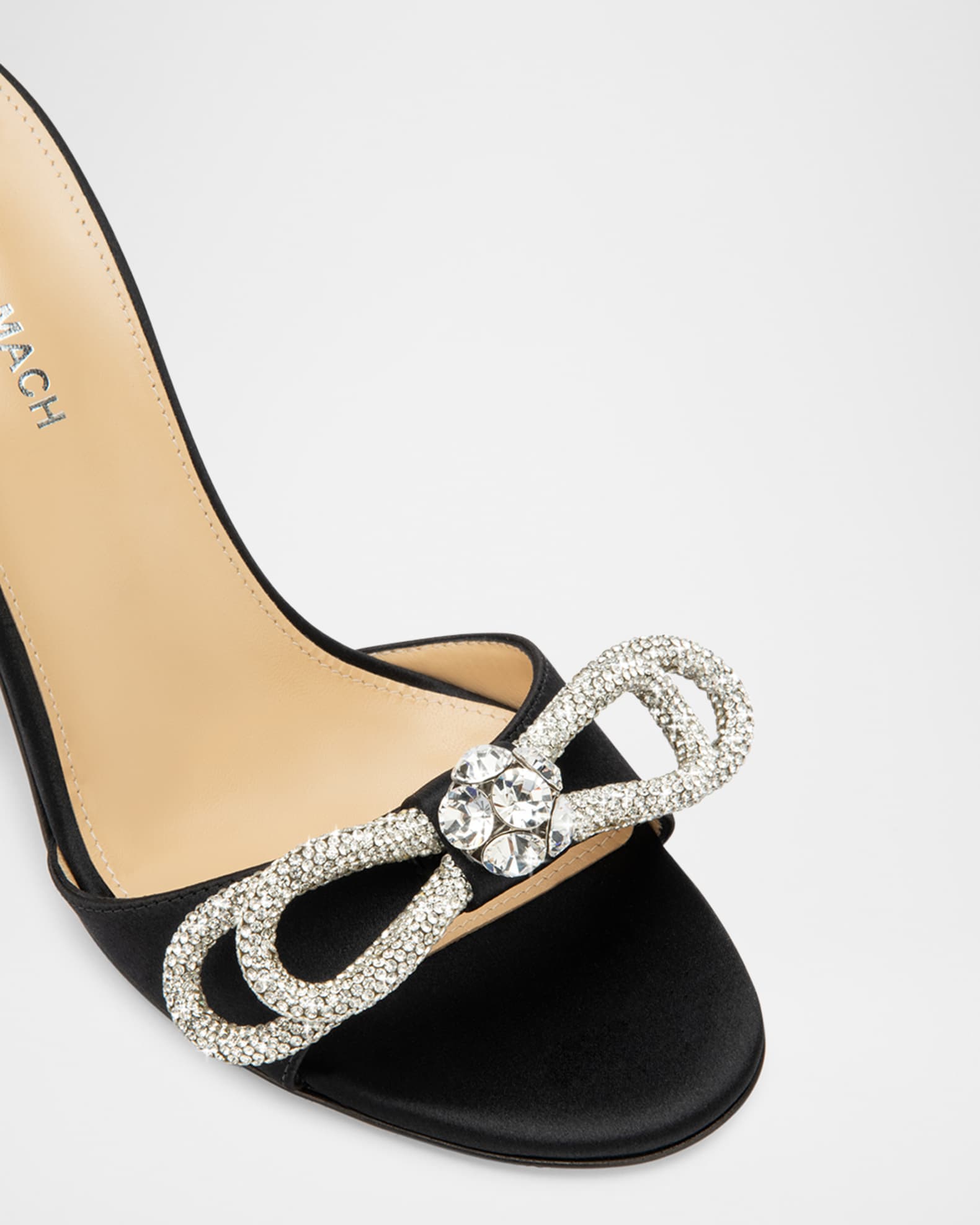 MACH & MACH Double Bow Satin Strass Mule Sandals | Neiman Marcus
