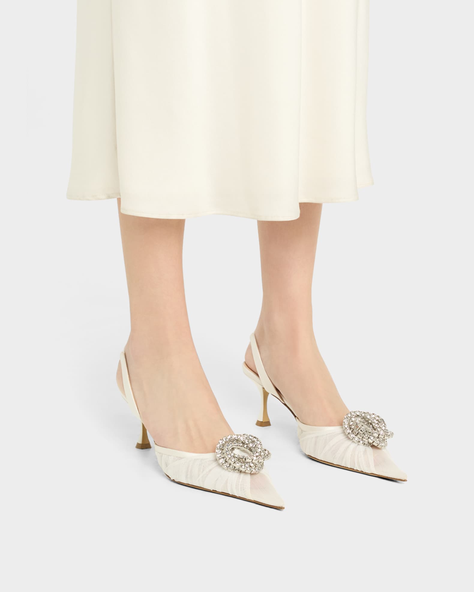 Galaxy Mesh Crystal Slingback Pumps 1