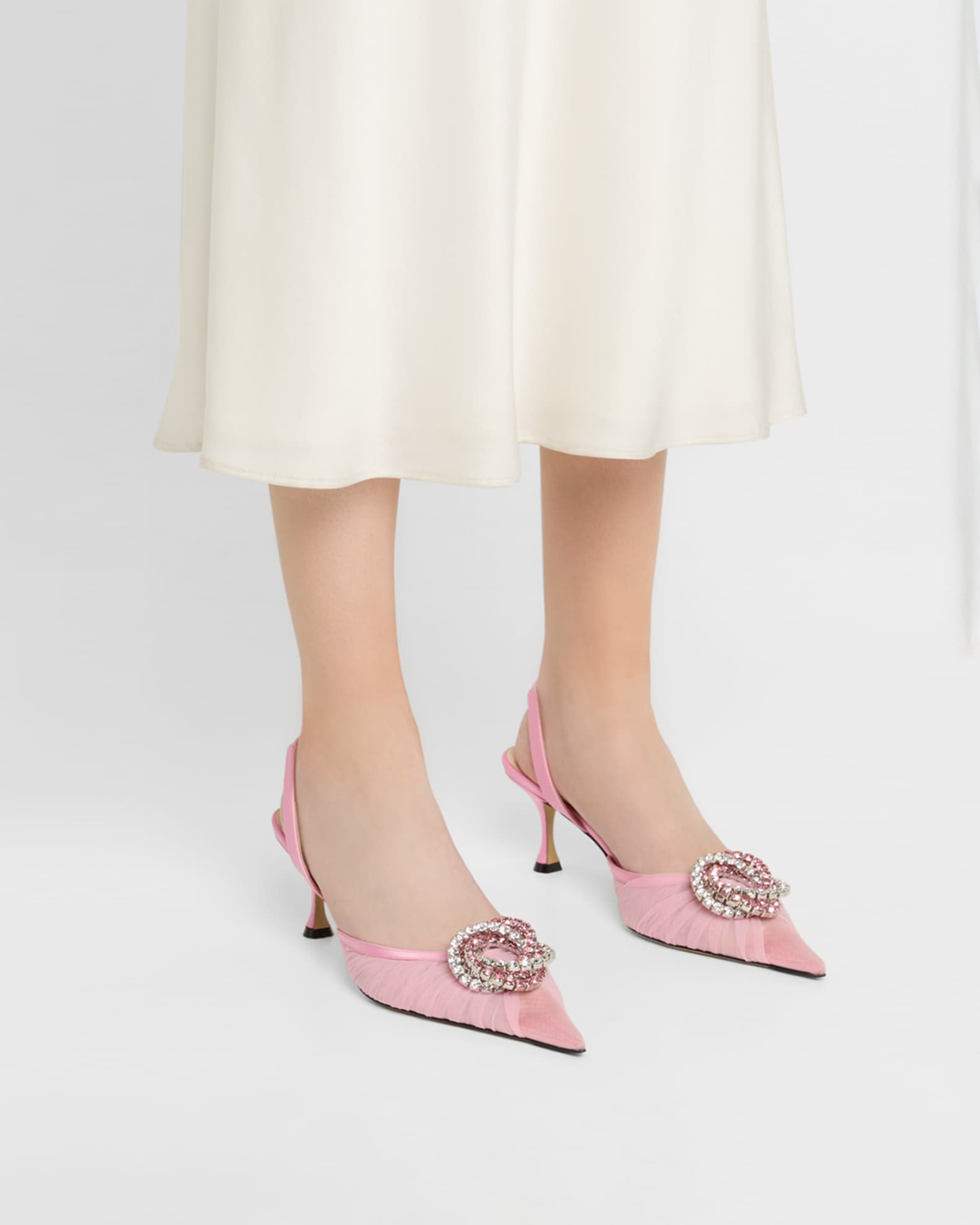 Galaxy Mesh Crystal Slingback Pumps 1