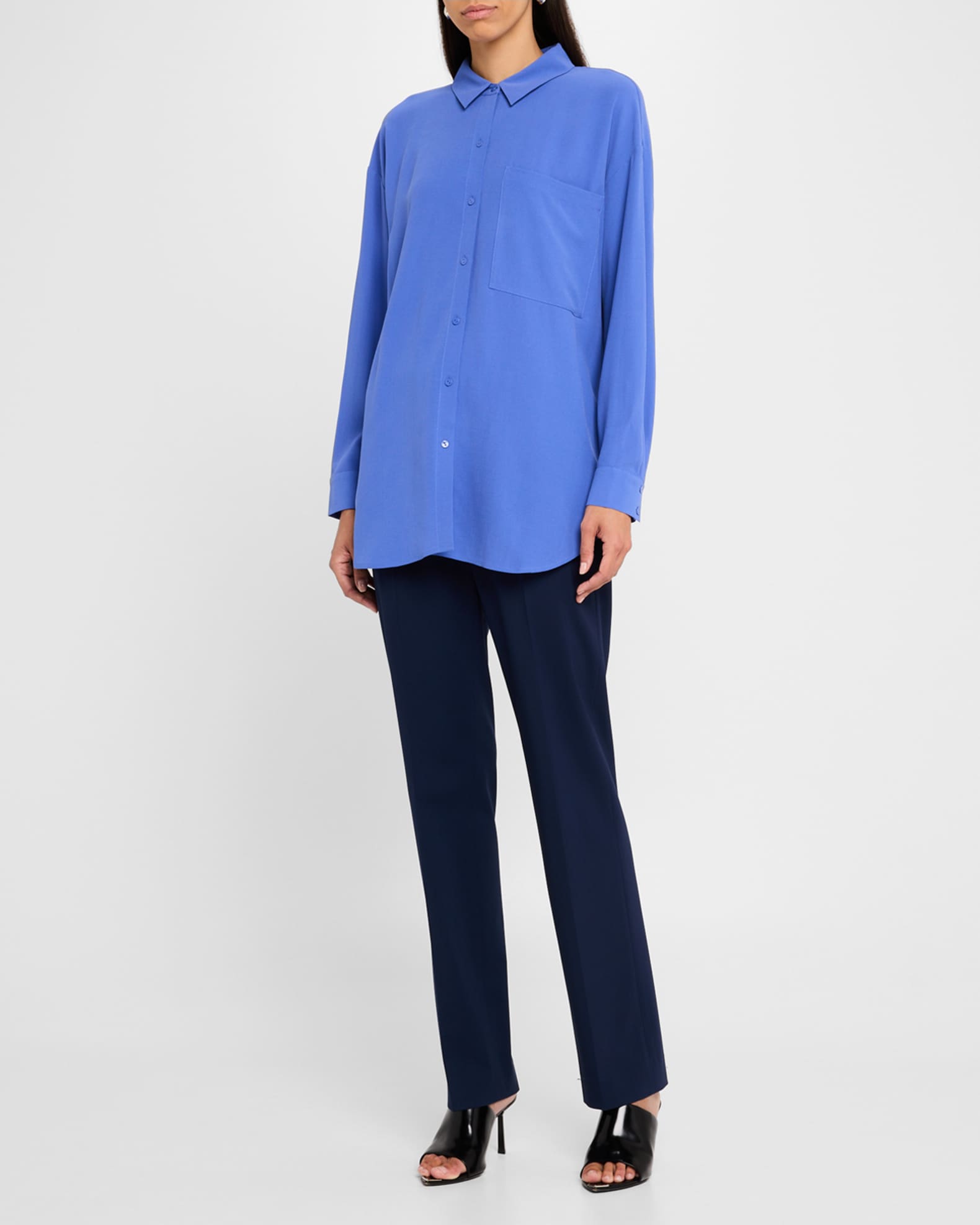 Button-Down Silk Georgette Crepe Shirt 1