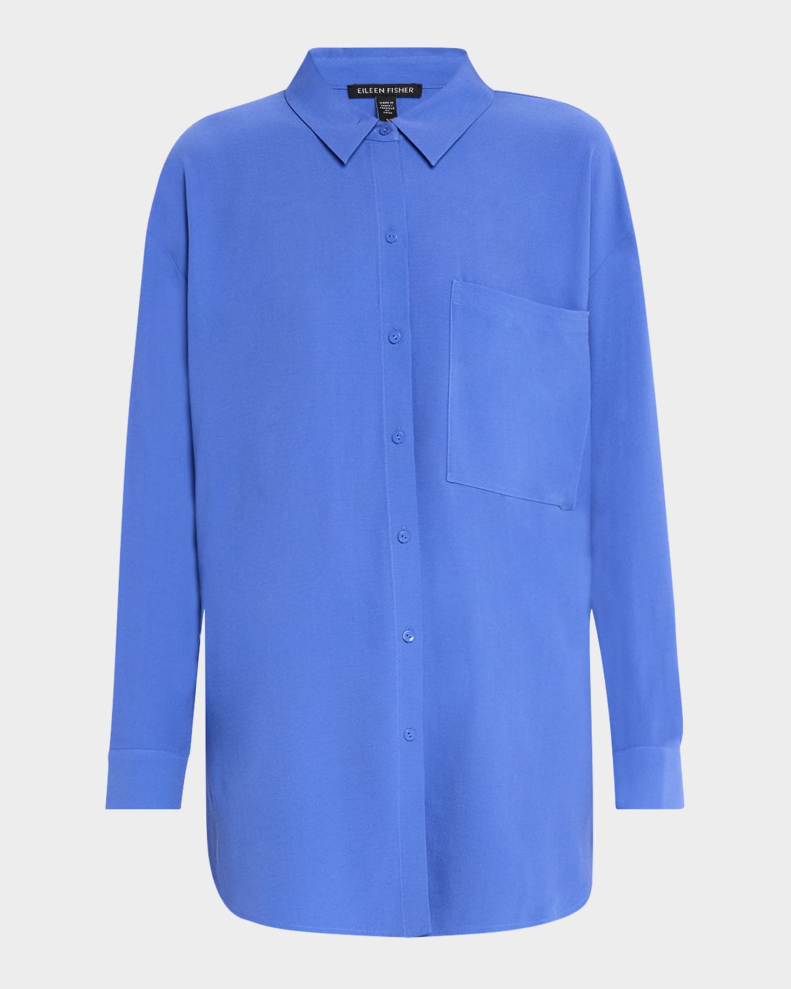 Button-Down Silk Georgette Crepe Shirt 0