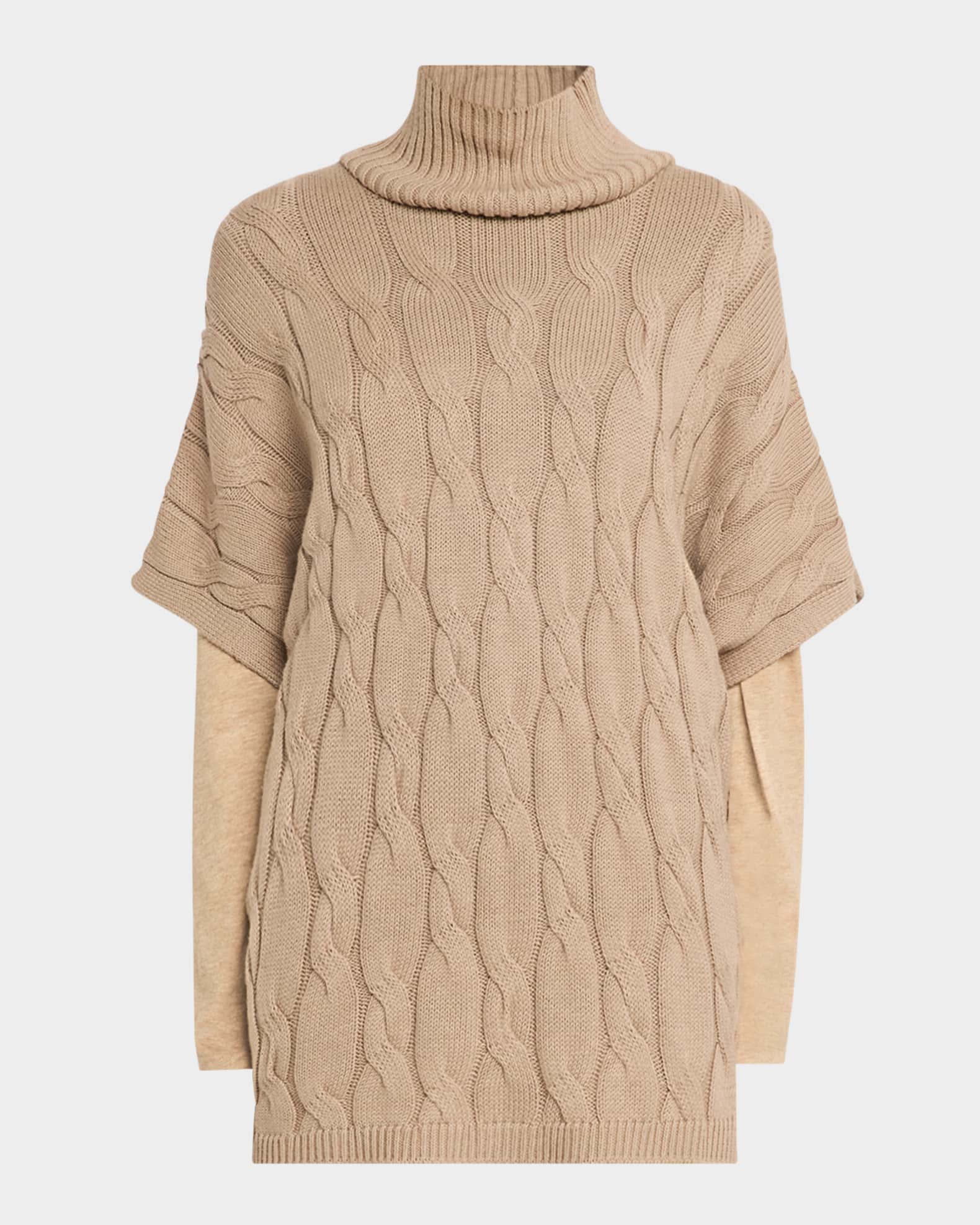 Cable-Knit Turtleneck Poncho 1