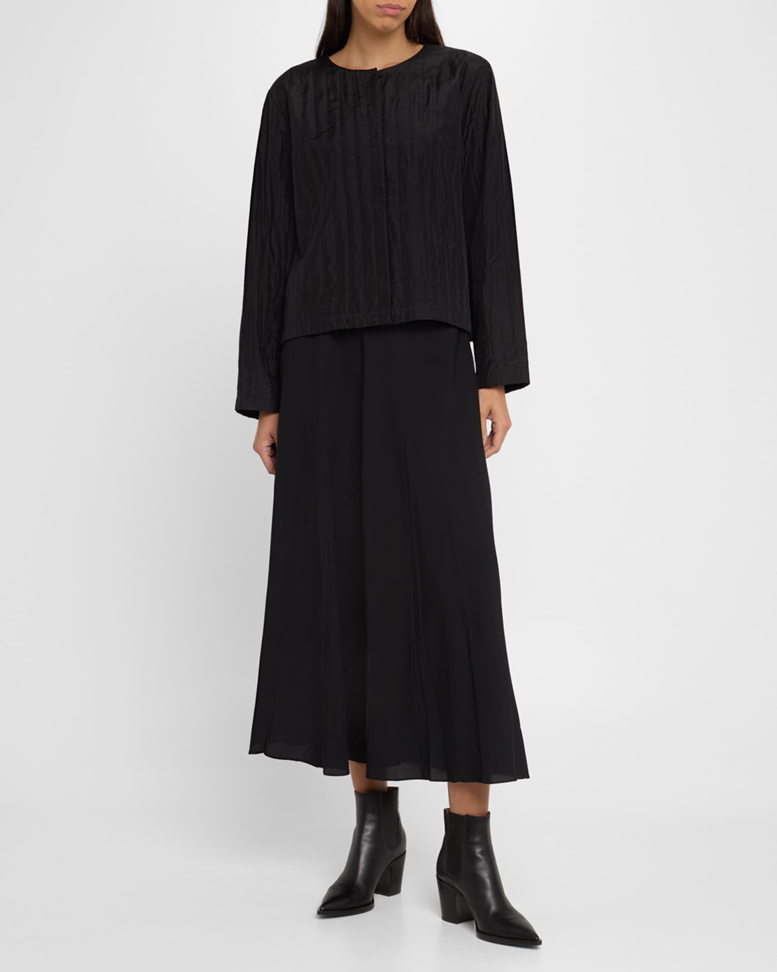 Quilted Snap-Front Silk Habotai Jacket 1