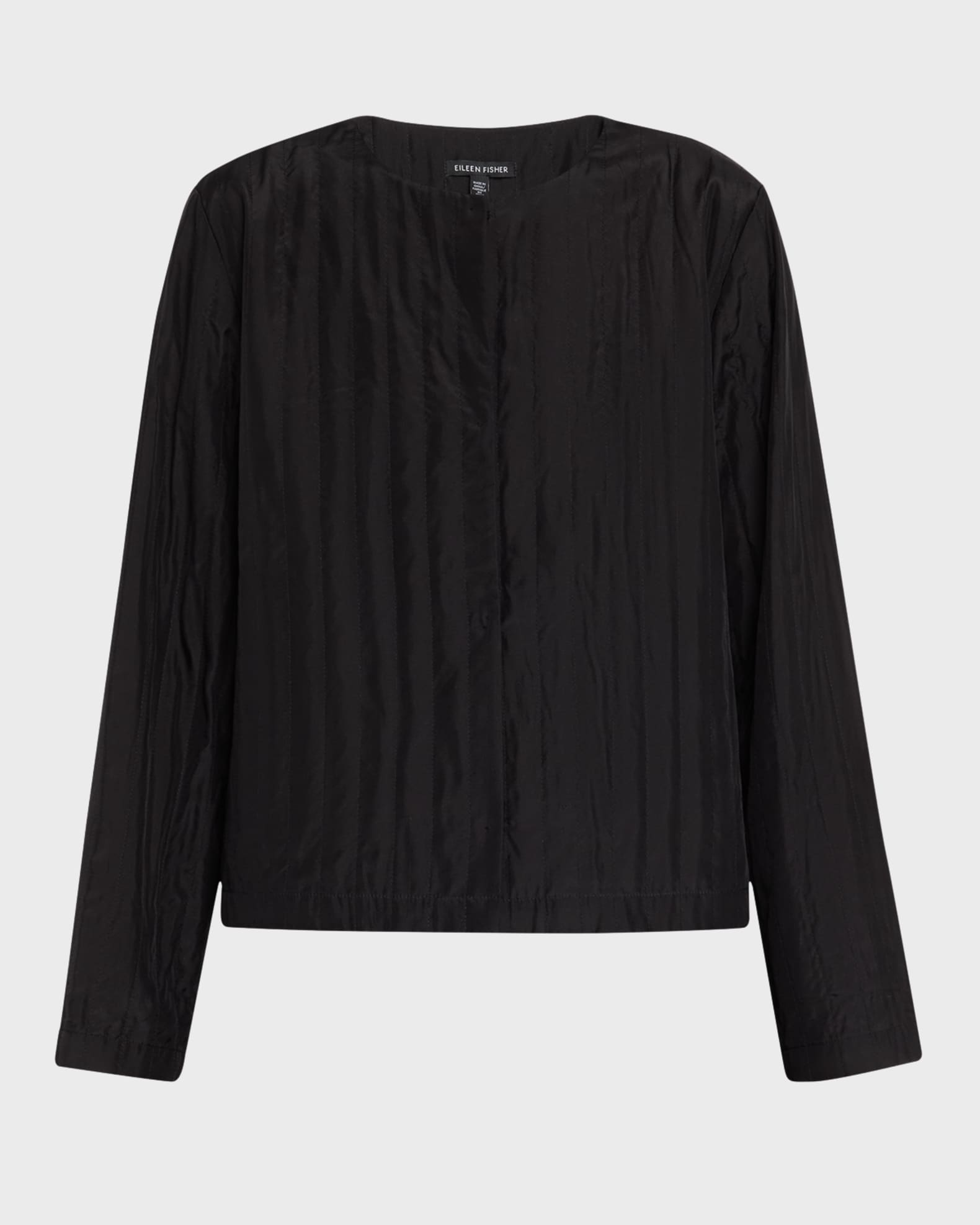 Quilted Snap-Front Silk Habotai Jacket 0