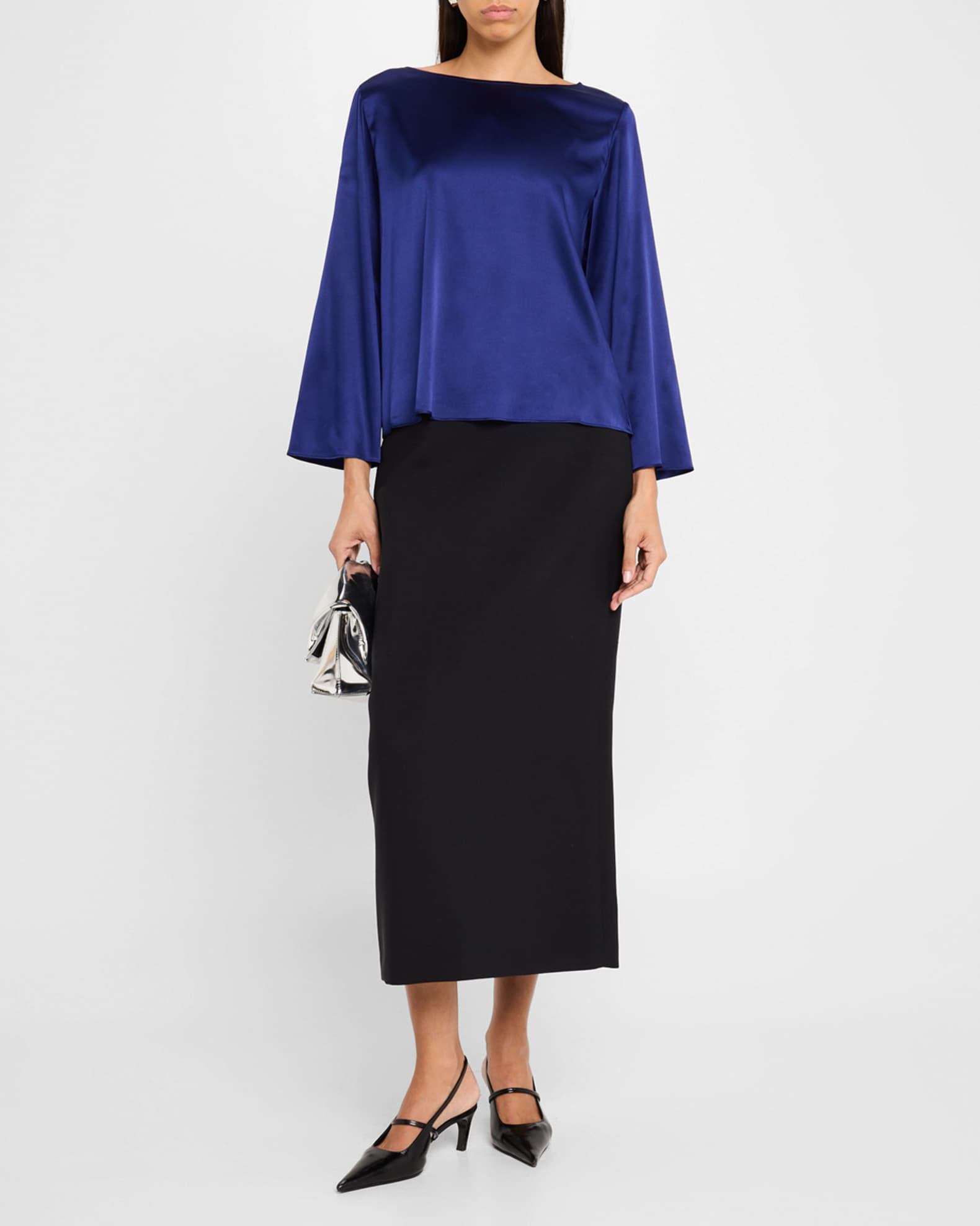 Bateau-Neck Silk Charmeuse Top 1
