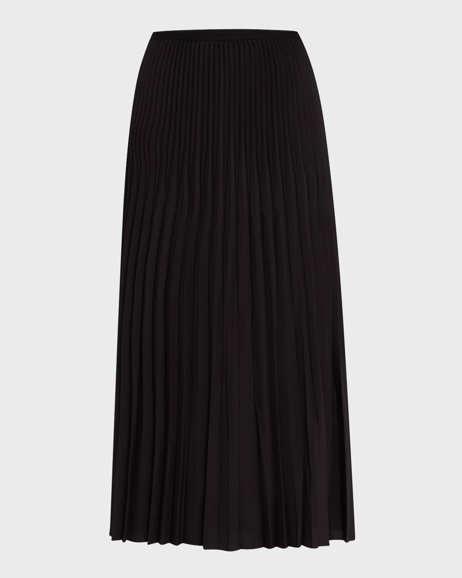 Pleated Wool-Silk Midi Skirt 0