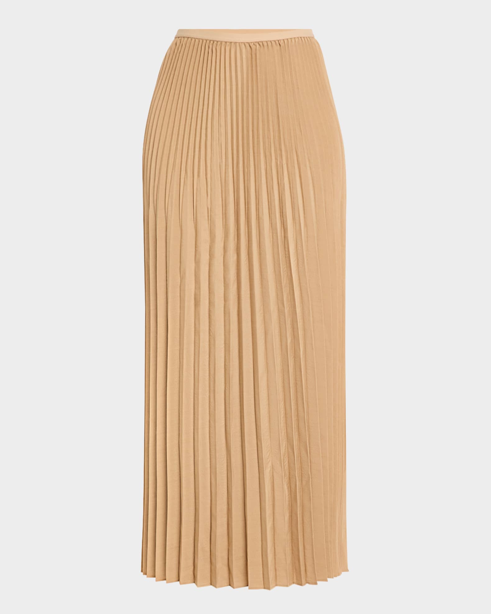 Pleated Wool-Silk Midi Skirt 1
