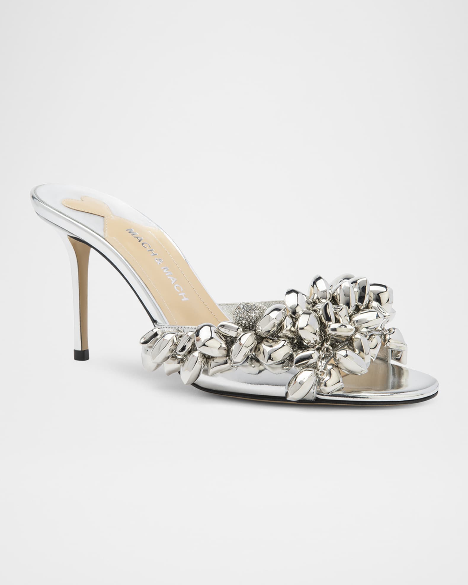 Metallic Heart Charms Mule Sandals 1
