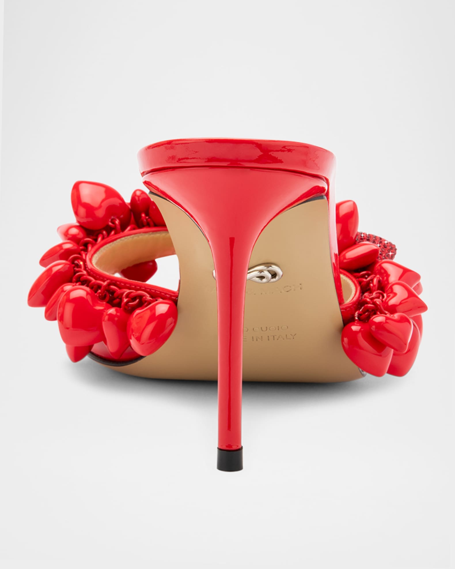 サンダル・ミュール Mach & Mach Wedge Sandal With Heart Decoration Mach & Mach Wedge Sandal With Heart Decoration In Red
