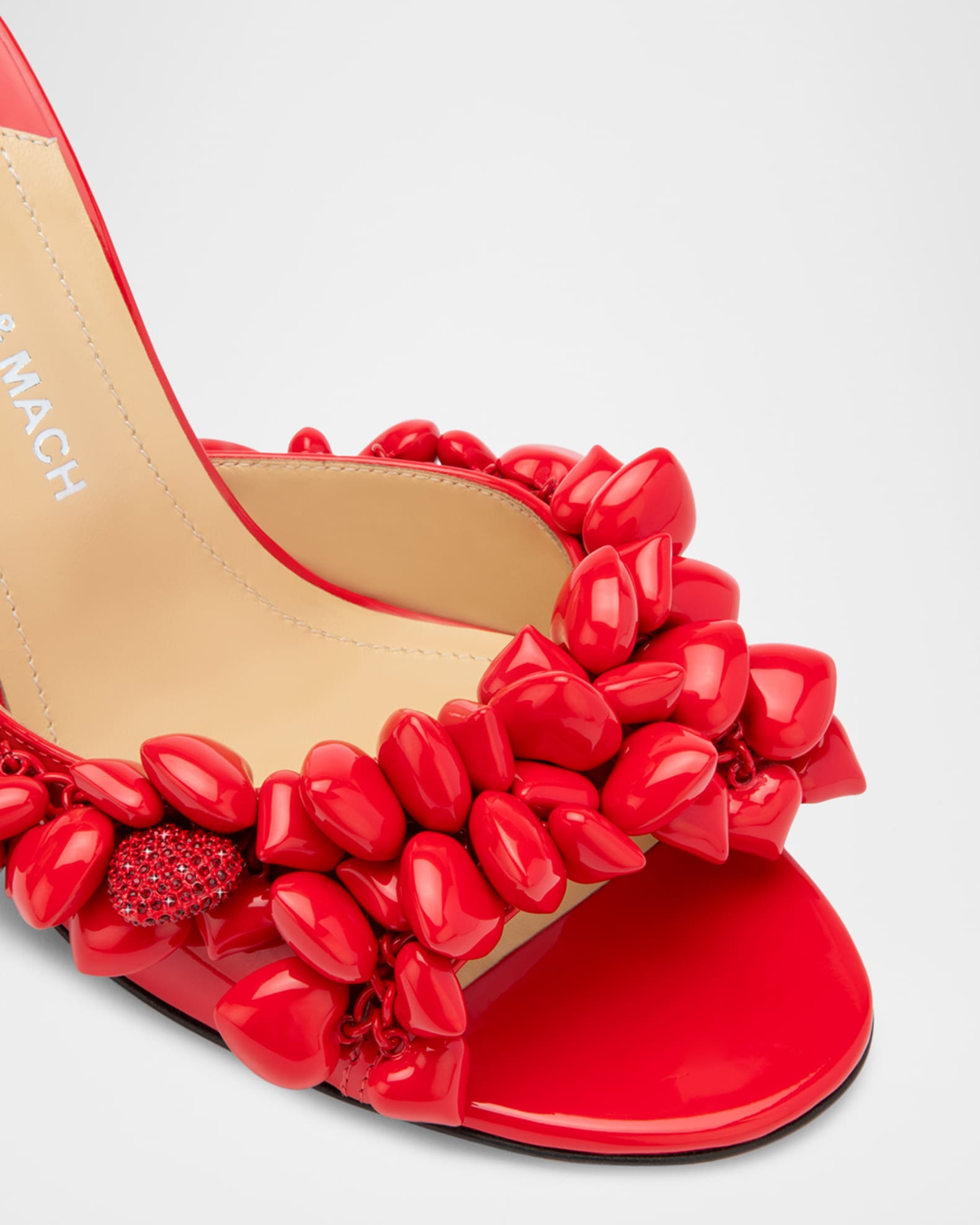 MACH & MACH Puffy Hearts Patent Leather Mules | Neiman Marcus