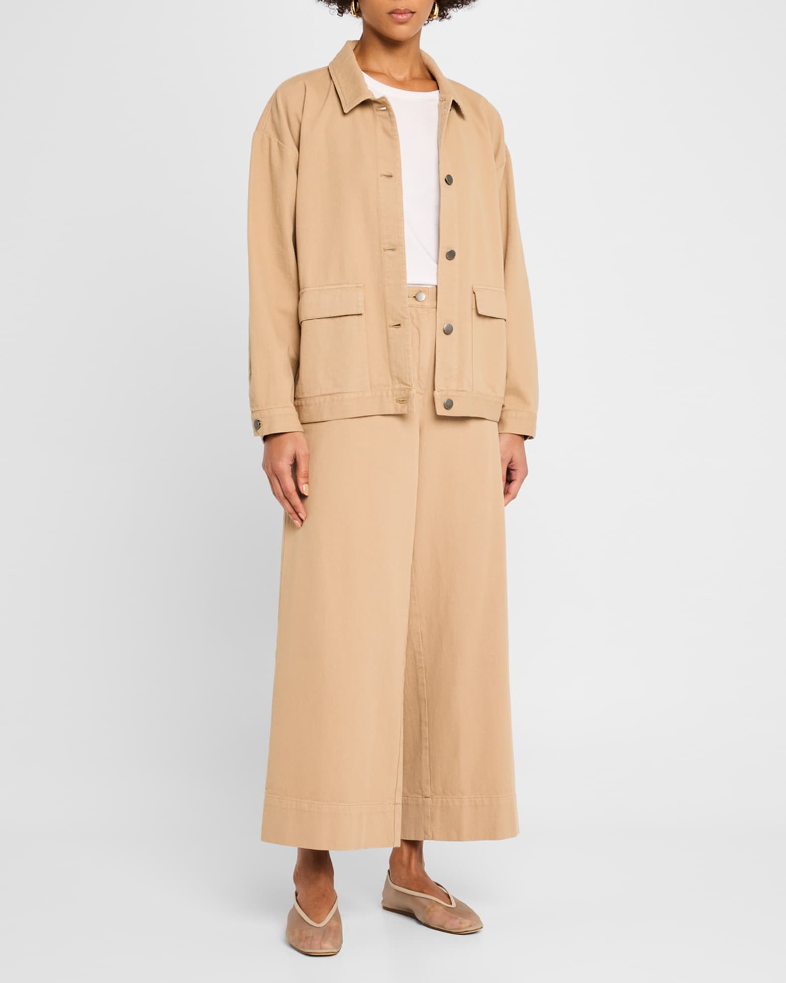 Cropped Wide-Leg Organic Cotton Pants 1