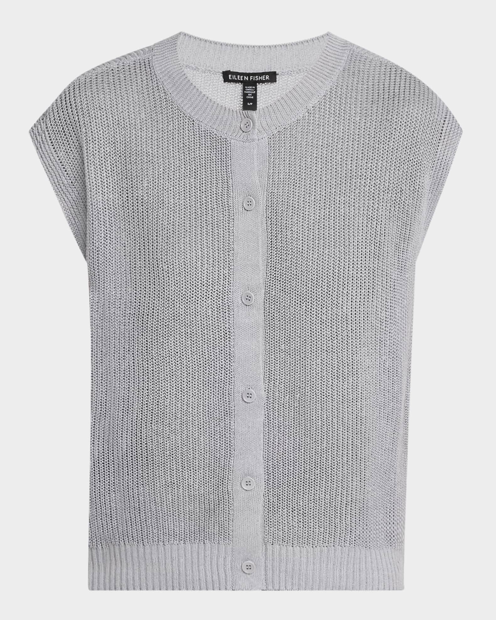 Crewneck Organic Linen-Cotton Sweater Vest 0