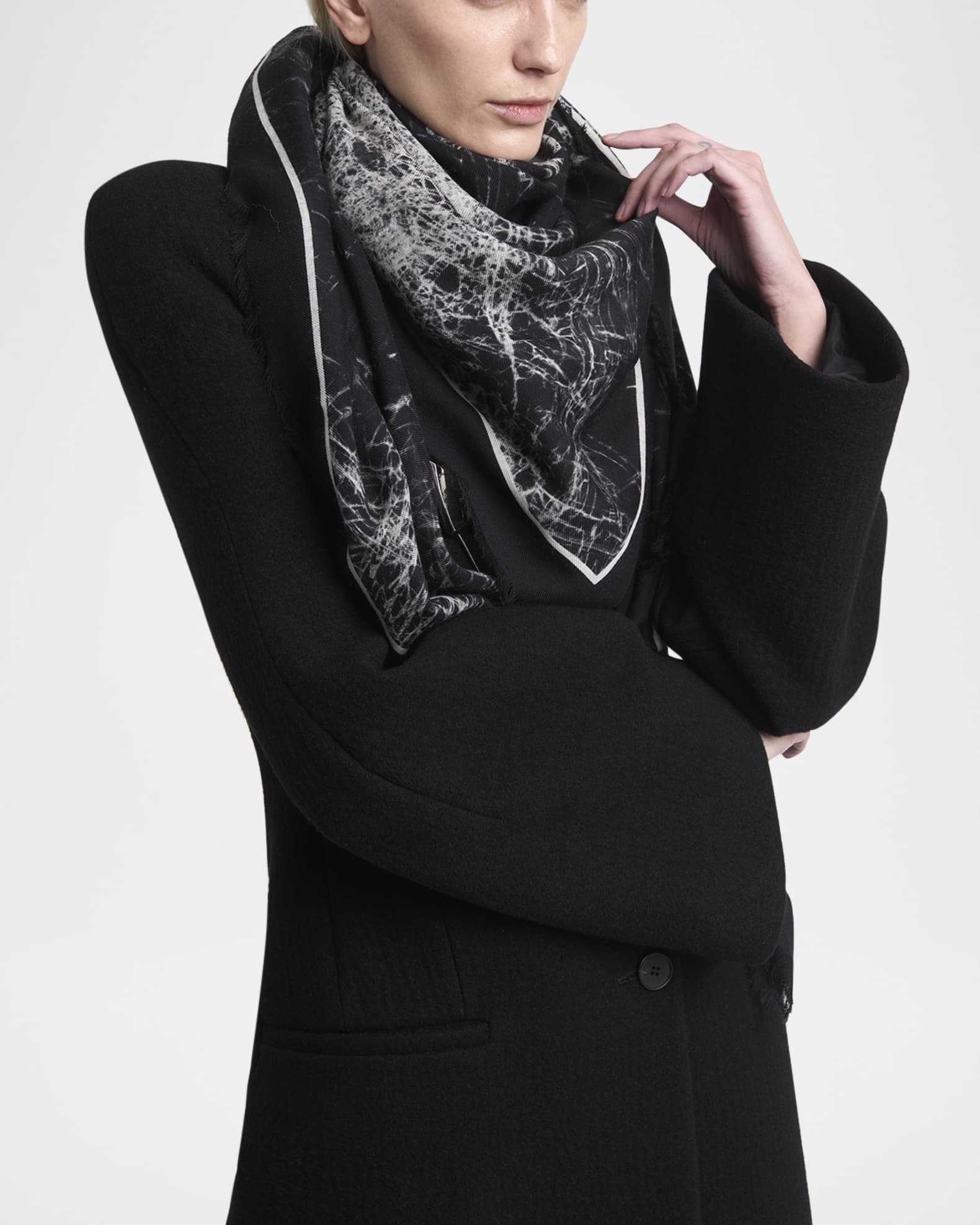 Smashed Glass-Print Silk Shawl 1