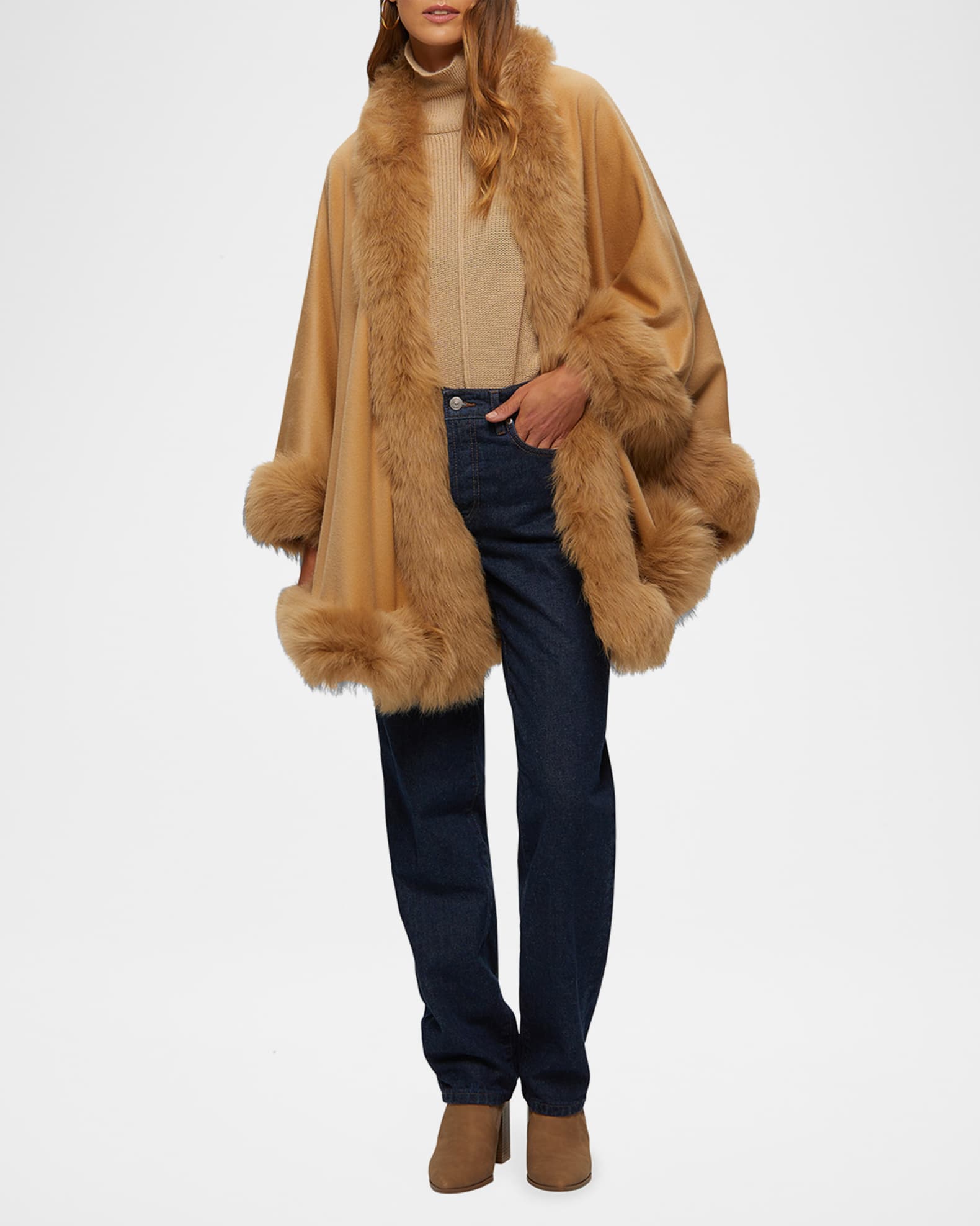 Cashmere Cape with Toscana Shearling Lamb Trim